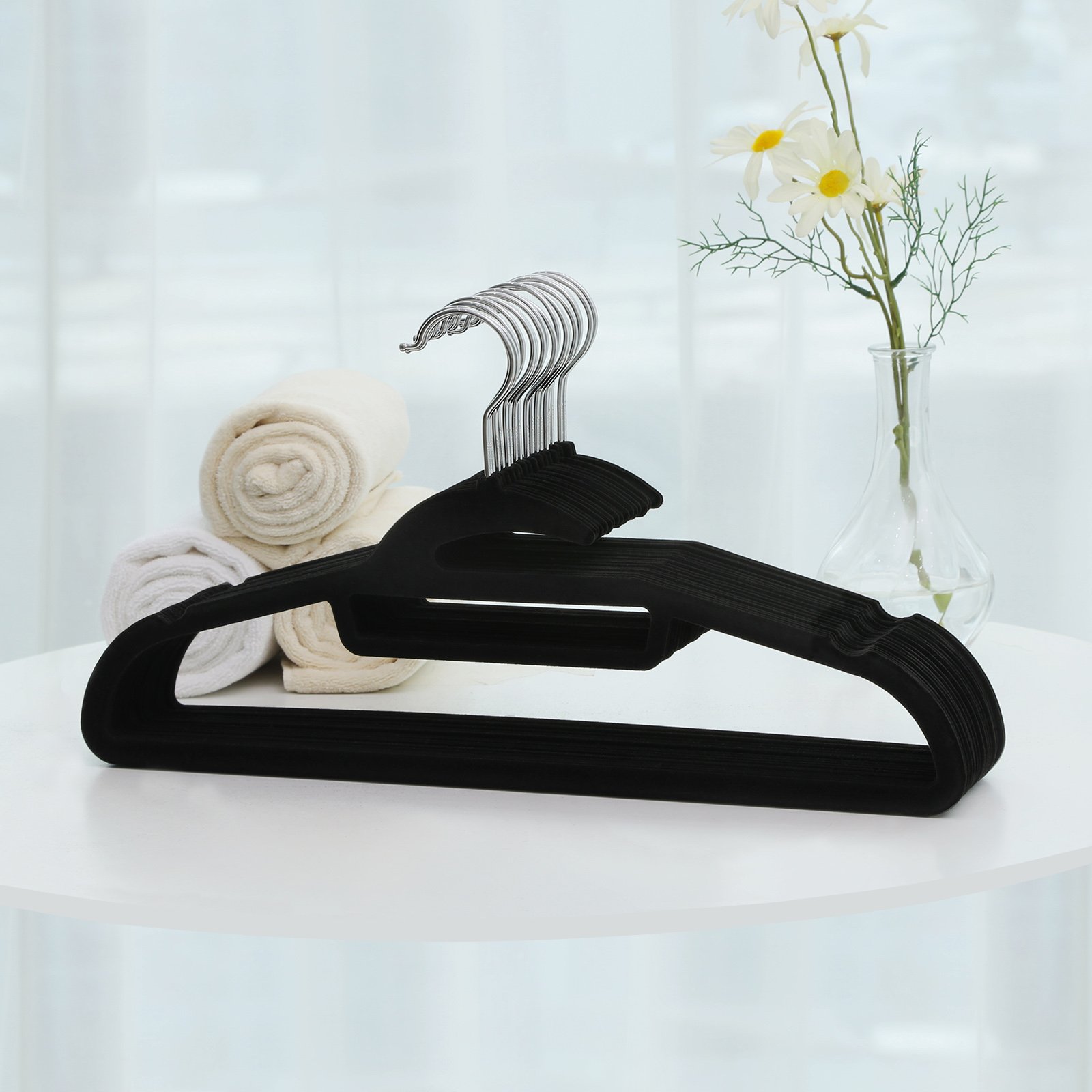 Songmics CRF01B-50 grucce velluto nero 50 pezzi antiscivolo