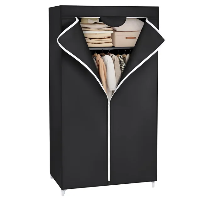 Songmics RYG83H Guardaroba TNT 75x45 Nero con Barra appendiabiti