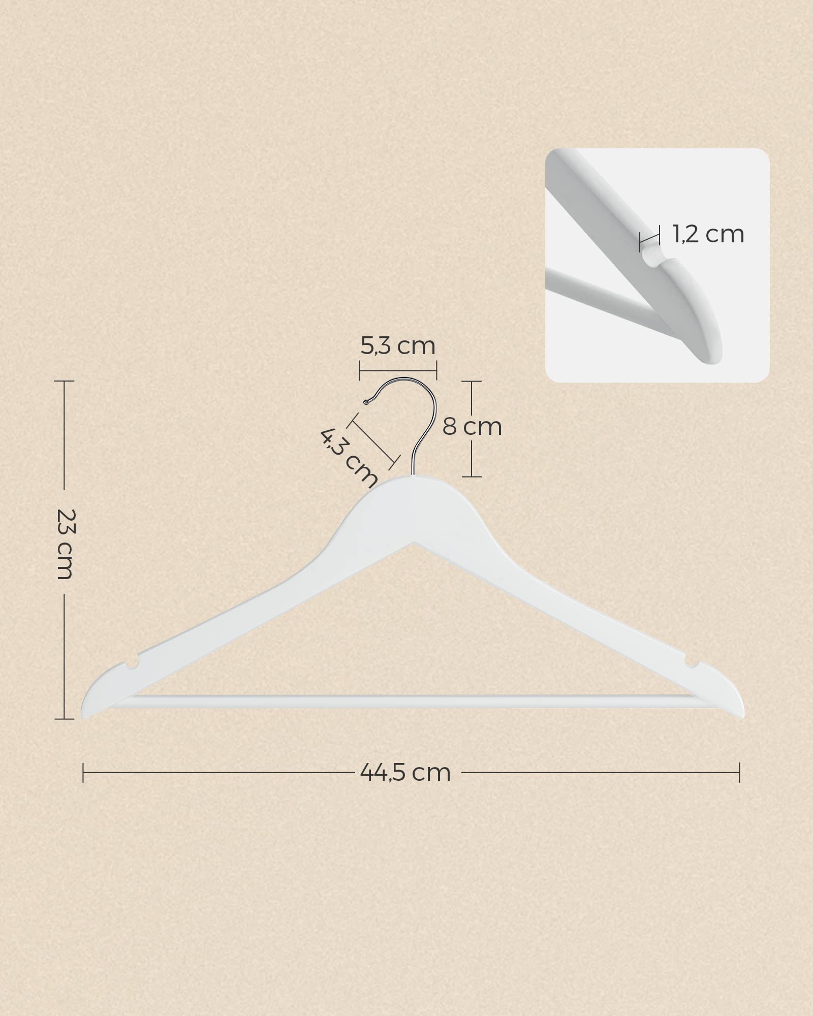 Songmics CRW011W02 grucce legno 20 pezzi bianche antiscivolo