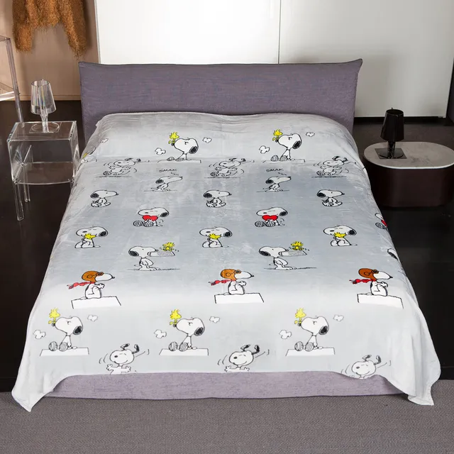Lavatelli Kanguru Snoopy plaid matrimoniale 230x230 grigio pile
