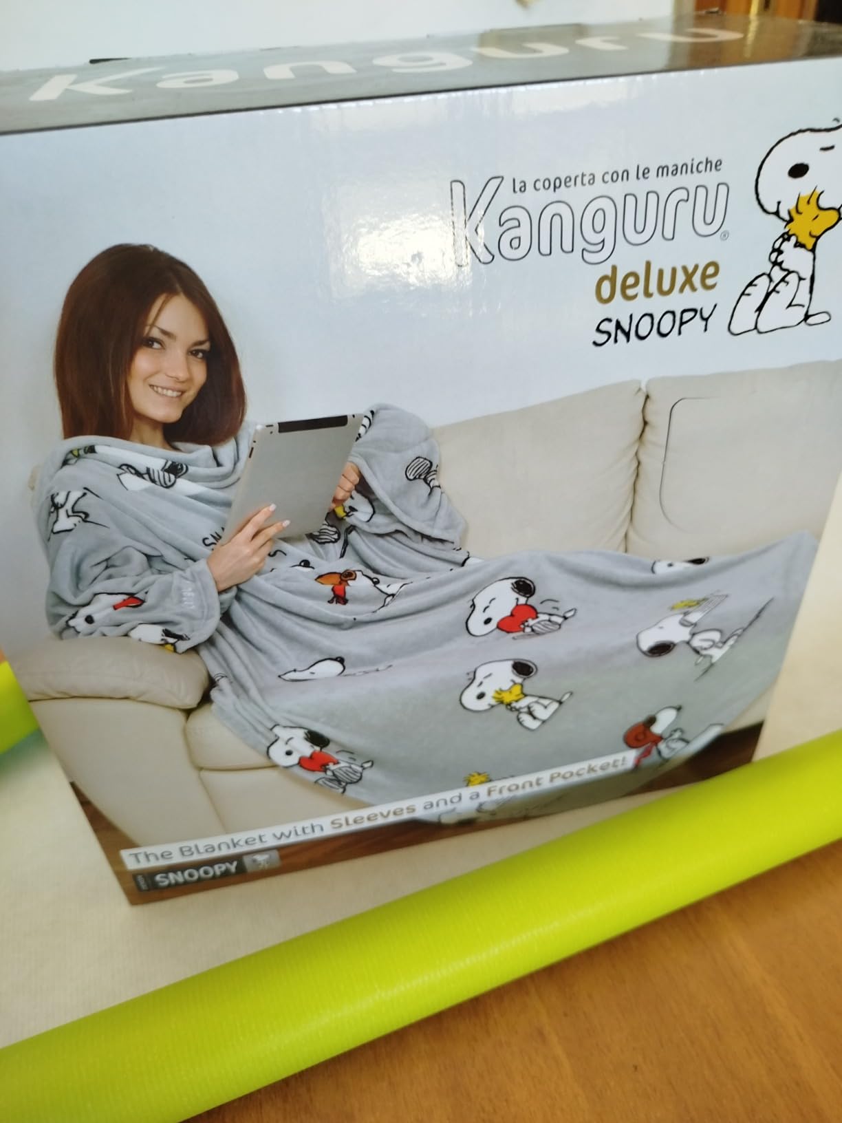 Kanguru Coperta con Maniche Snoopy Grigia 140x180 cm