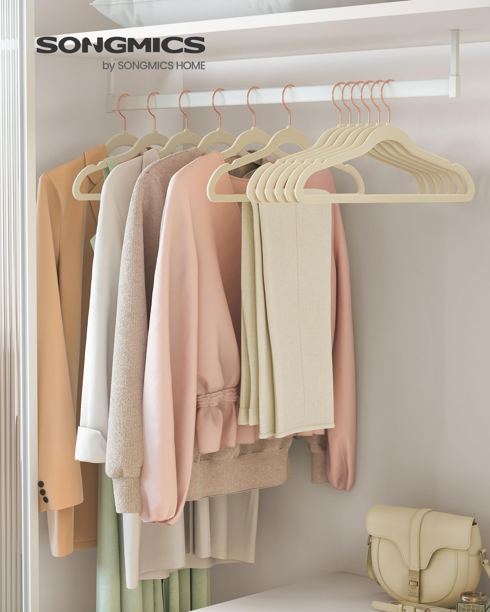 Songmics CRF026K50 Grucce Velluto 50 Pezzi Beige Salvaspazio