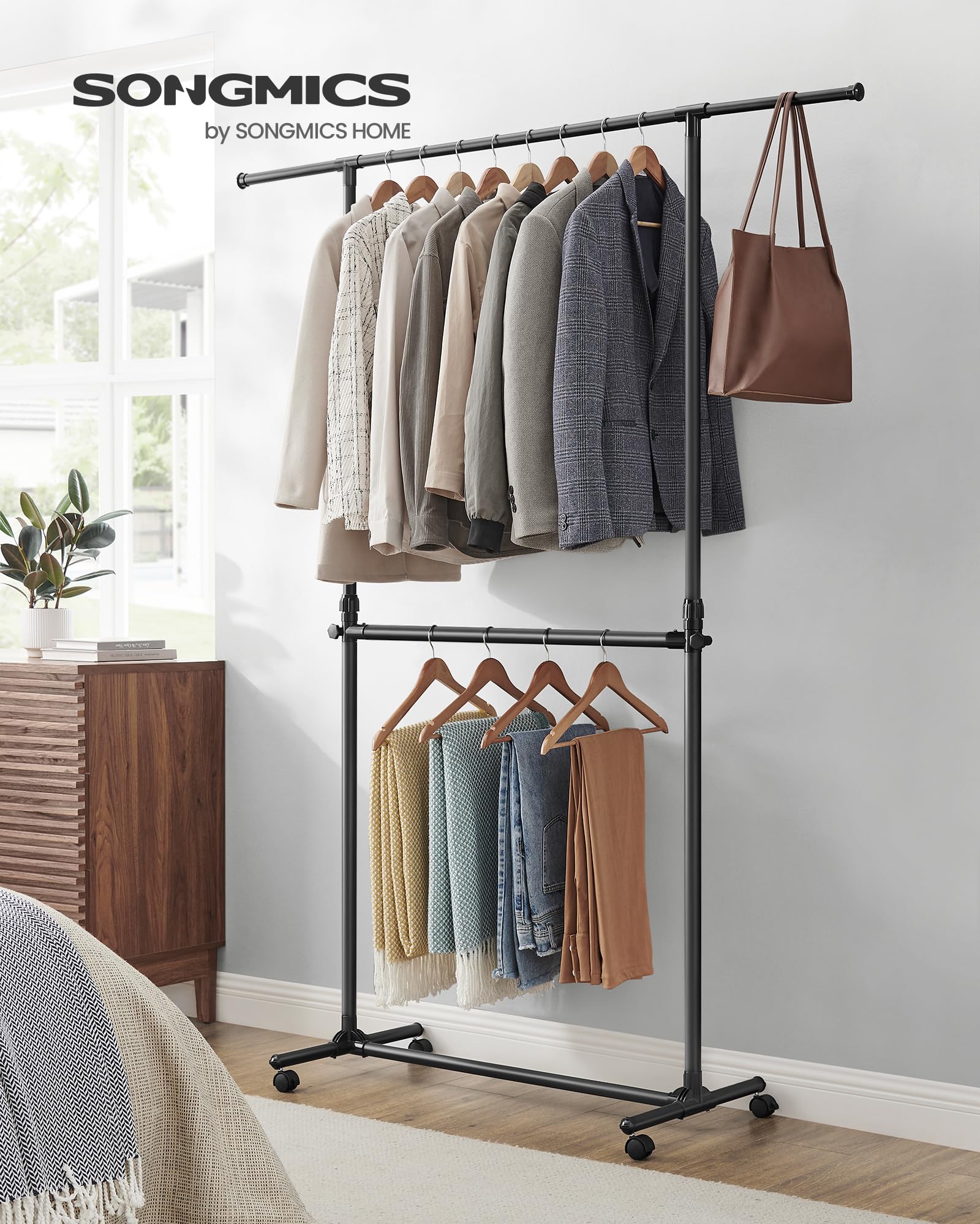 Songmics LLR401B01 Stand Appendiabiti Doppio Nero Inchiostro