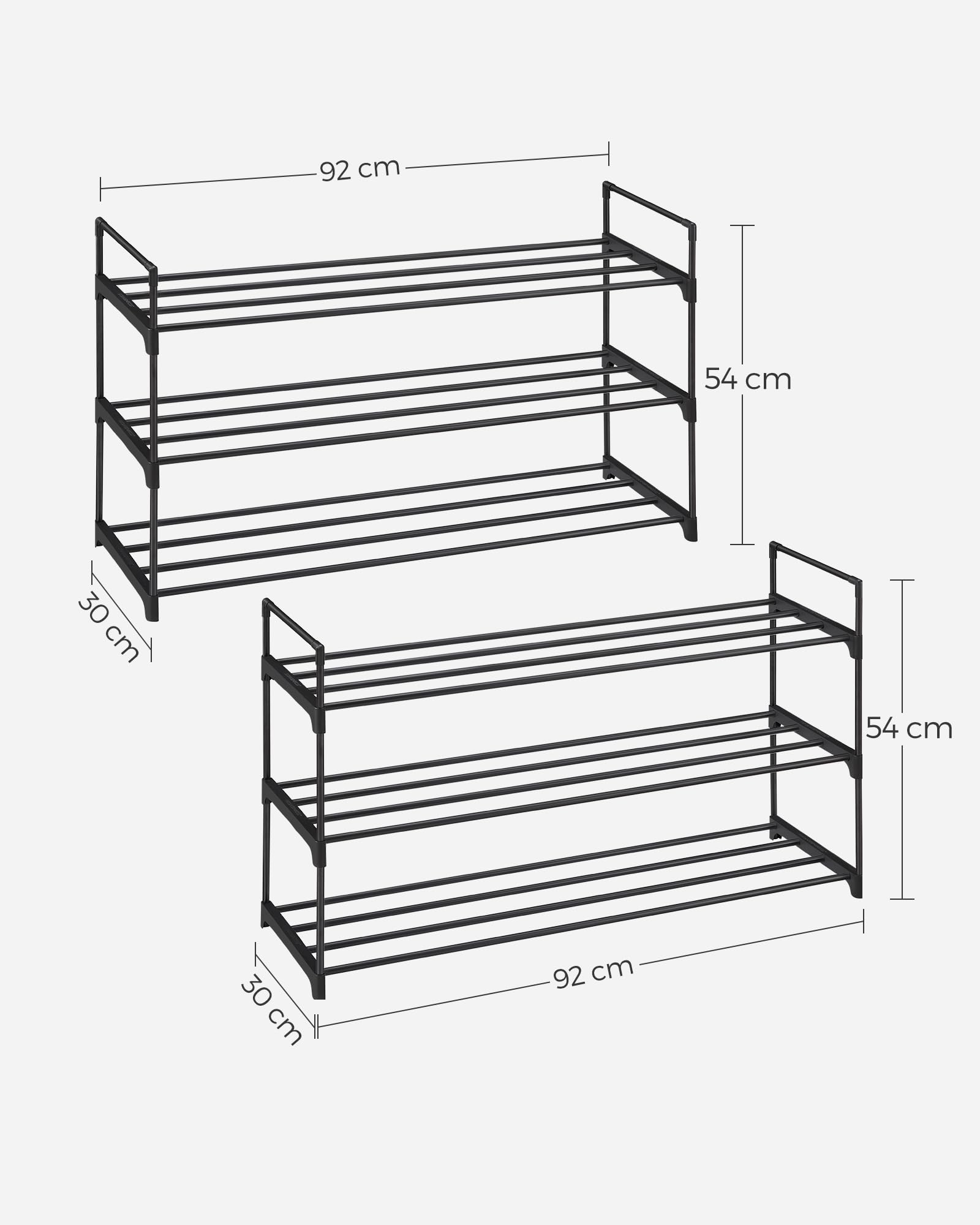 Songmics Scarpiera 3 Ripiani Portascarpe Metallo Set 2 Pezzi Salvaspazio