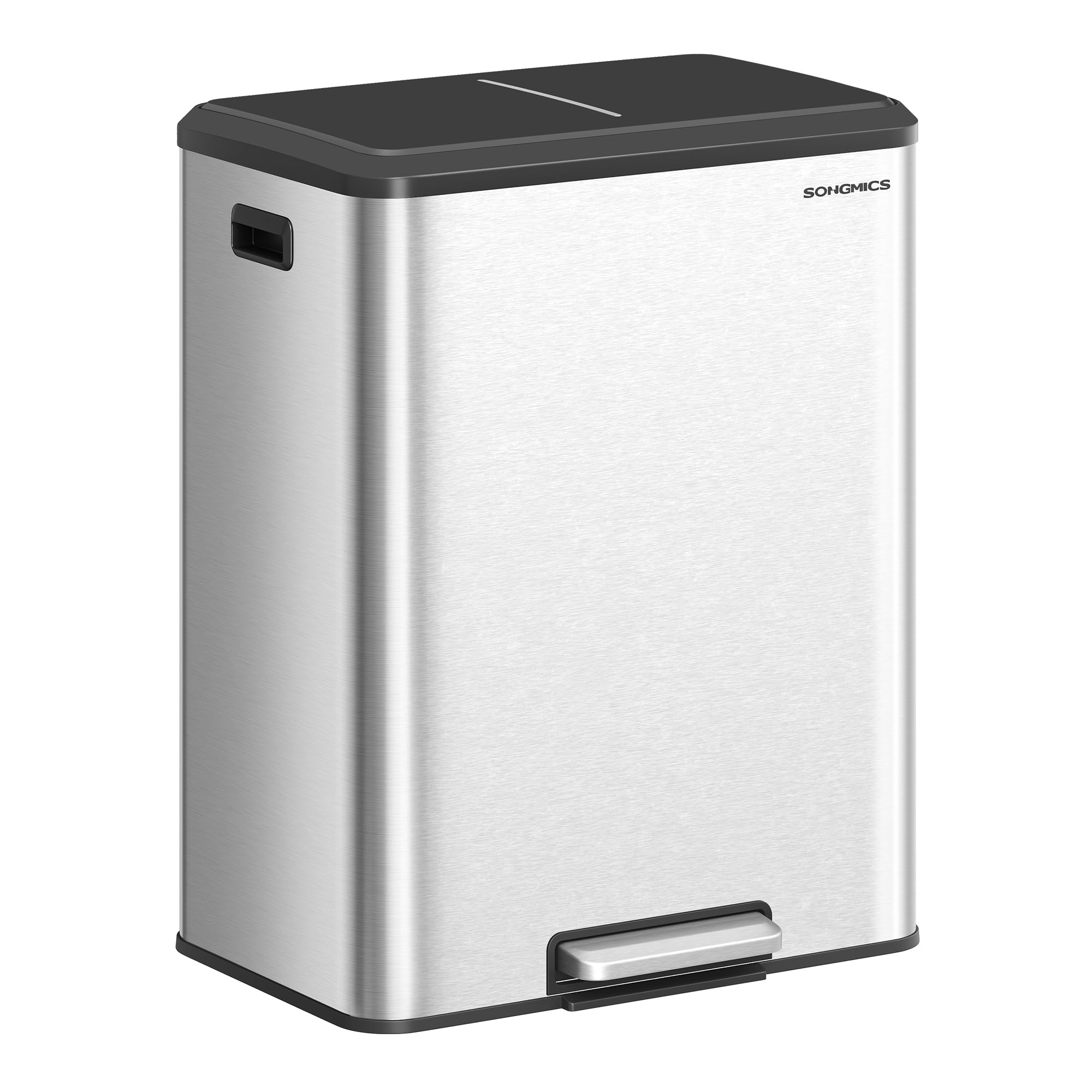 Songmics LTB556B02 pattumiera doppia 2x30 L nero inchiostro acciaio