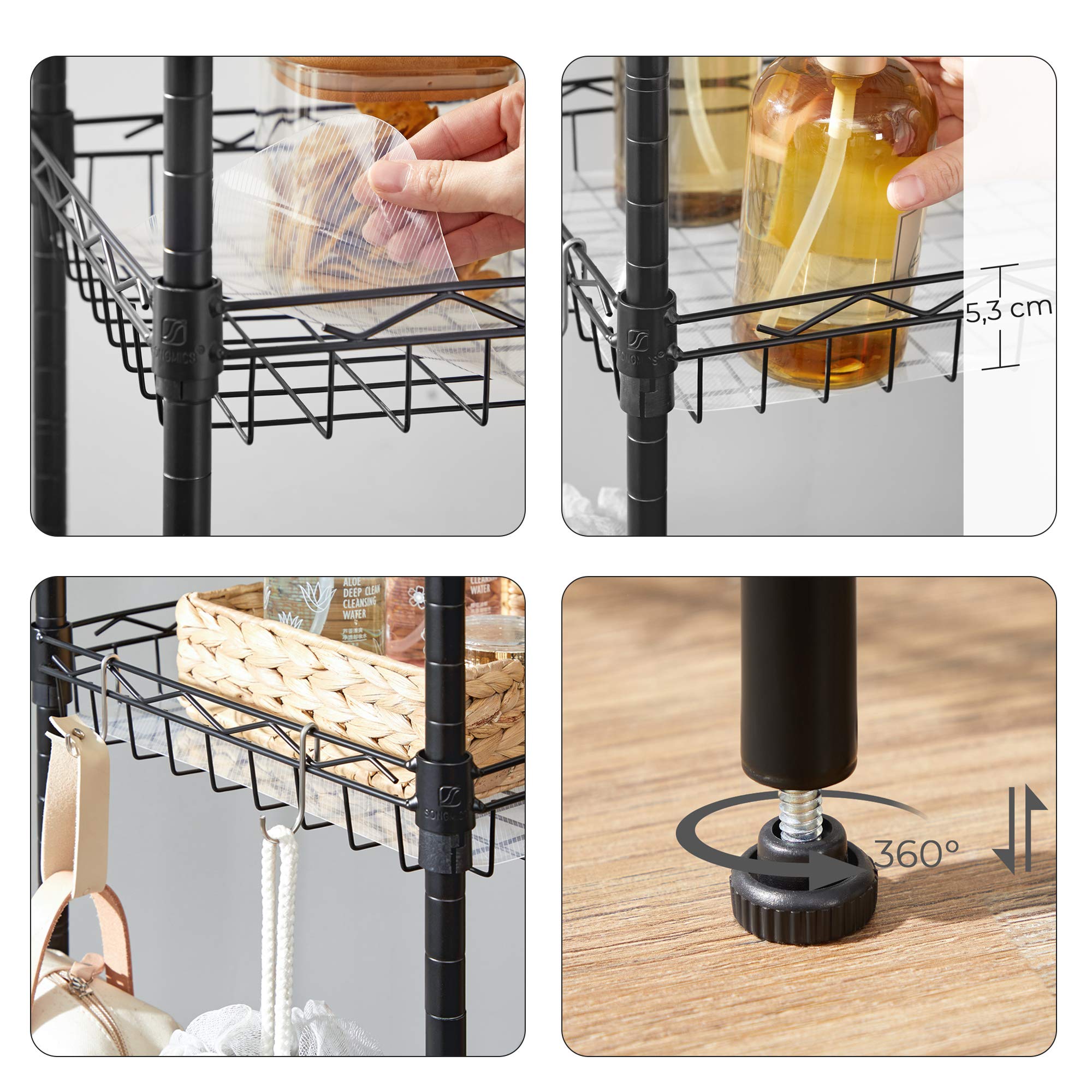 Songmics LGR105B01 Scaffale Metallo Nero 5 Ripiani Regolabili
