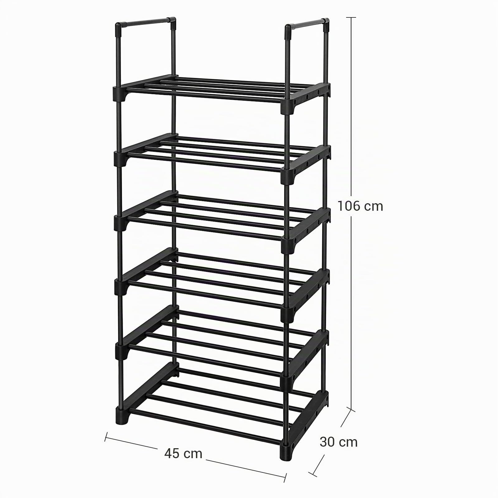 Songmics LSA23BK scarpiera 6 ripiani 45x30x106 cm nero metallo