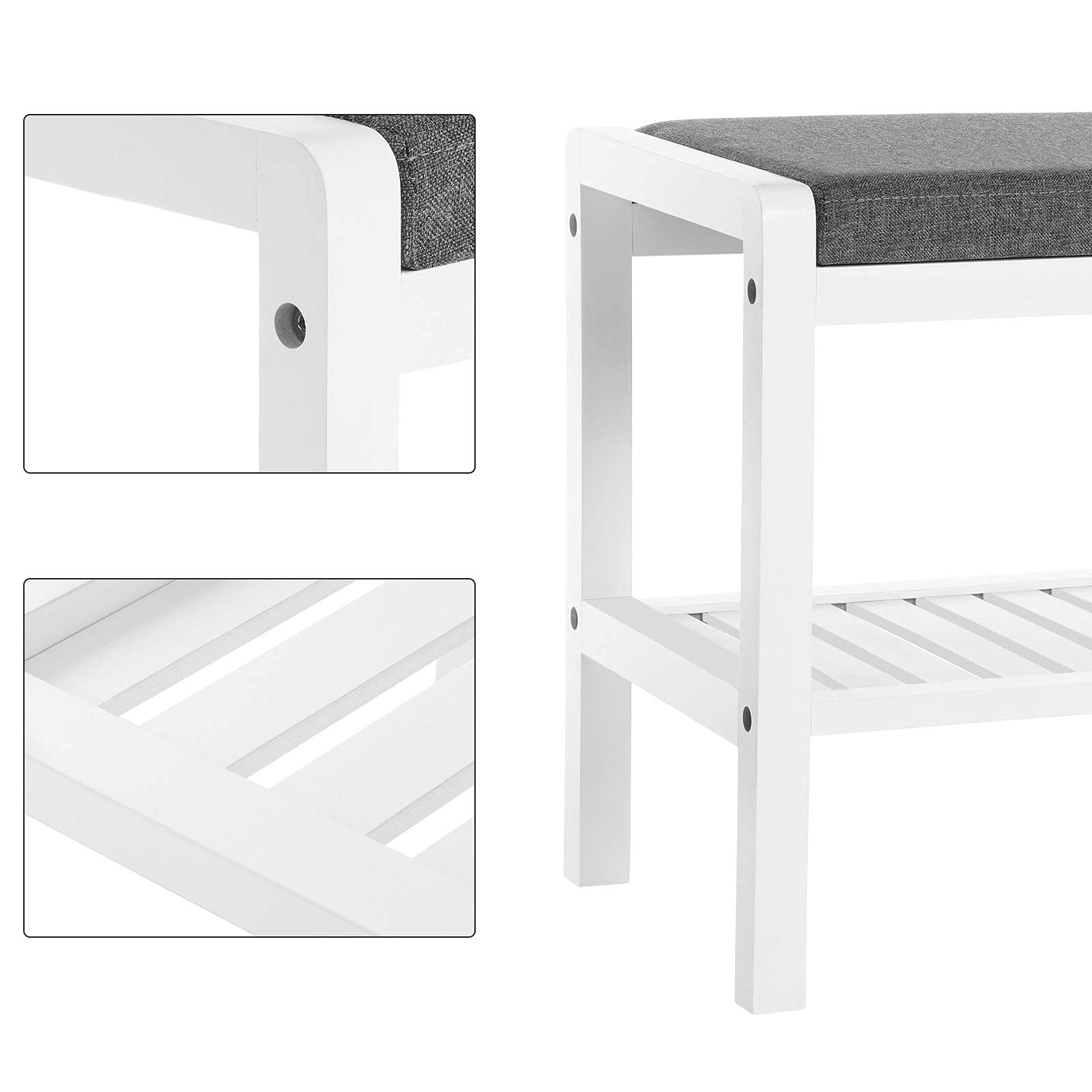 Songmics Sgabello Scarpiera Bambu 60x32x43 Portata 158 kg