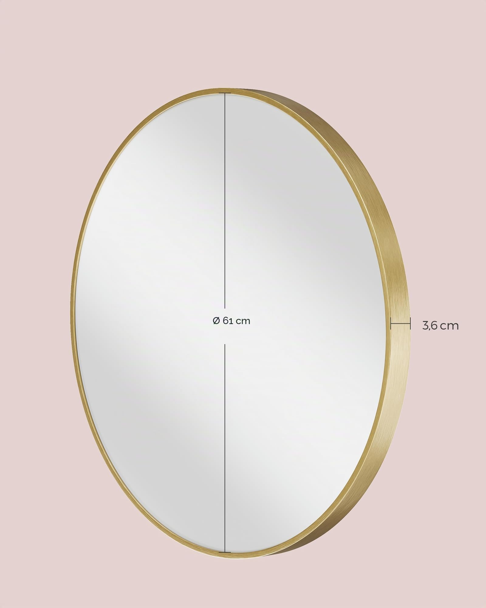 Songmics Berit LWM102A01 specchio rotondo 61 cm oro alluminio