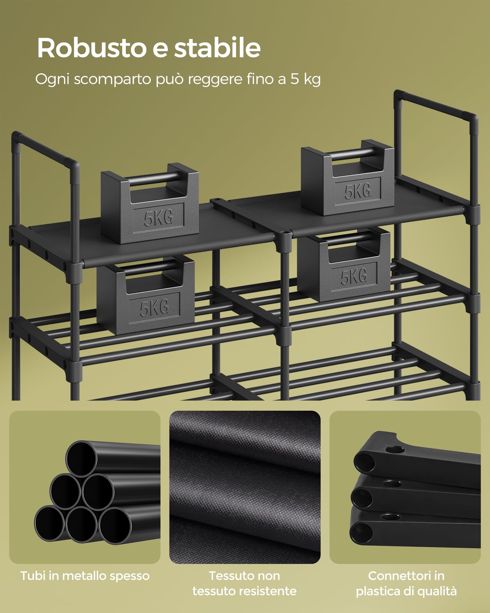 Songmics LSA219B01 scarpiera 8 livelli 32 paia nero inchiostro acciaio