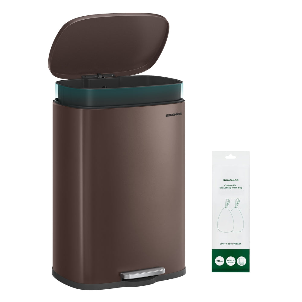SONGMICS ULTB075BZ01 pattumiera cucina acciaio nero 75 L pedale