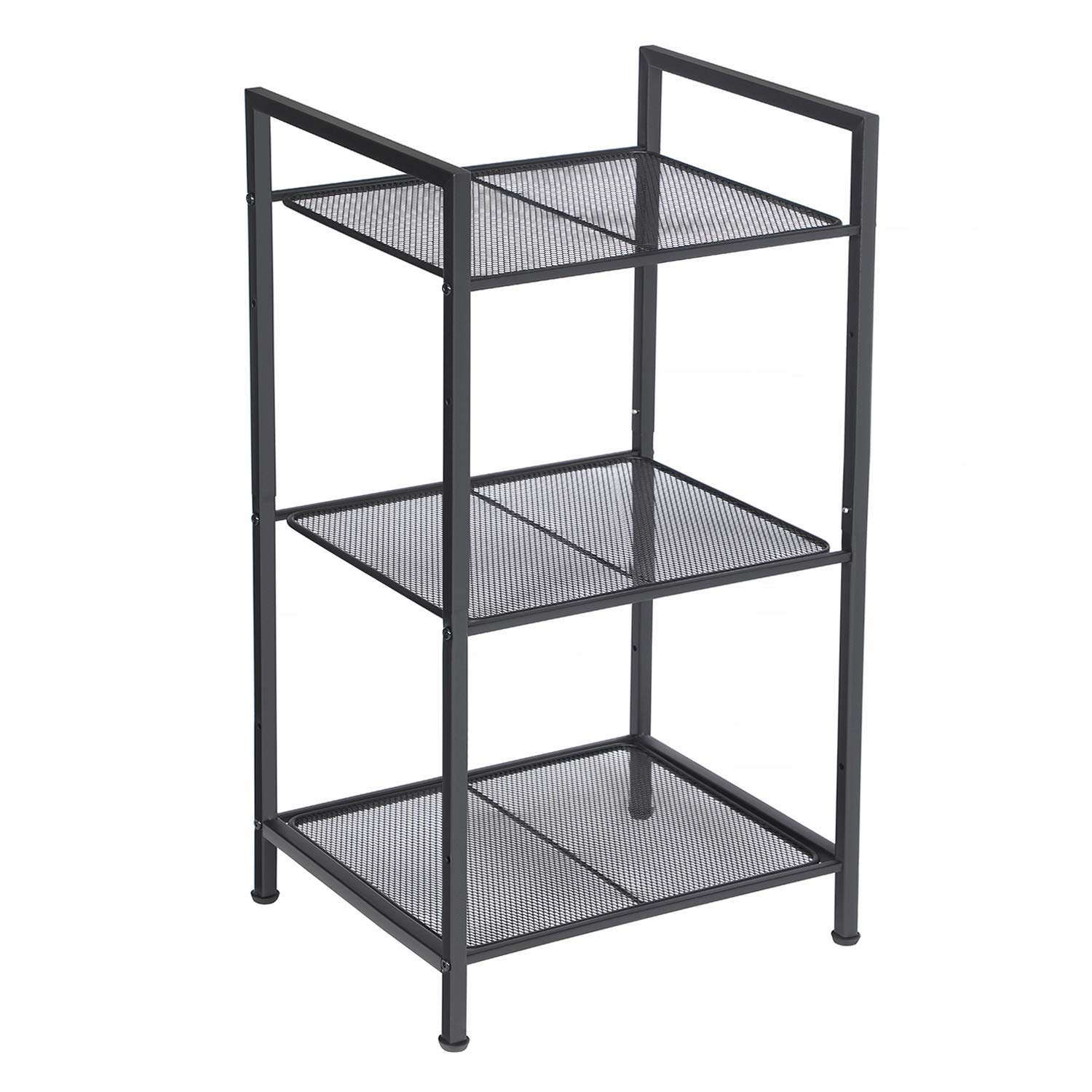 Songmics BSC33BK scaffale 3 ripiani nero 38x30x72 cm rete