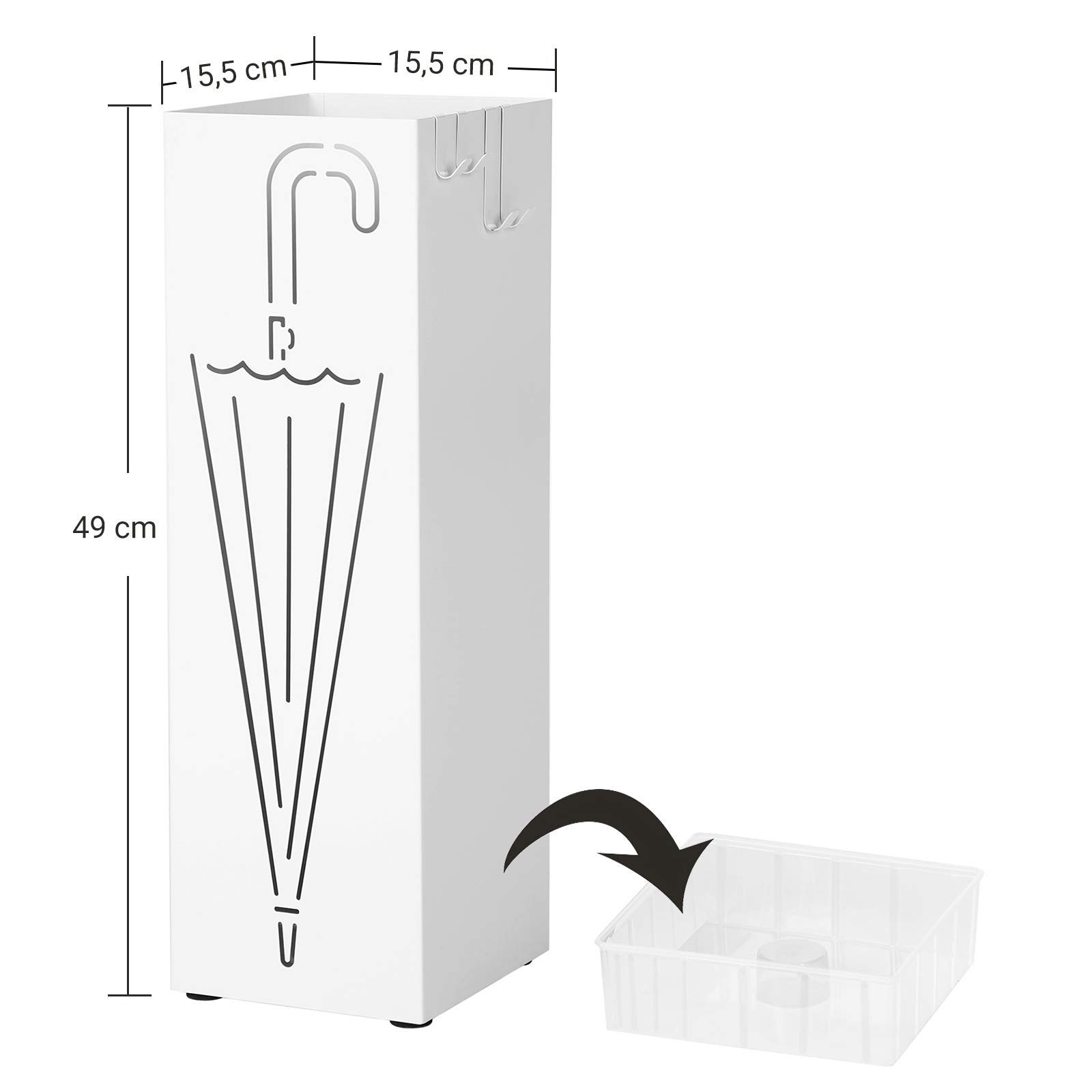 SONGMICS LUC01W portaombrelli bianco 15,5x15,5x49 cm metallo