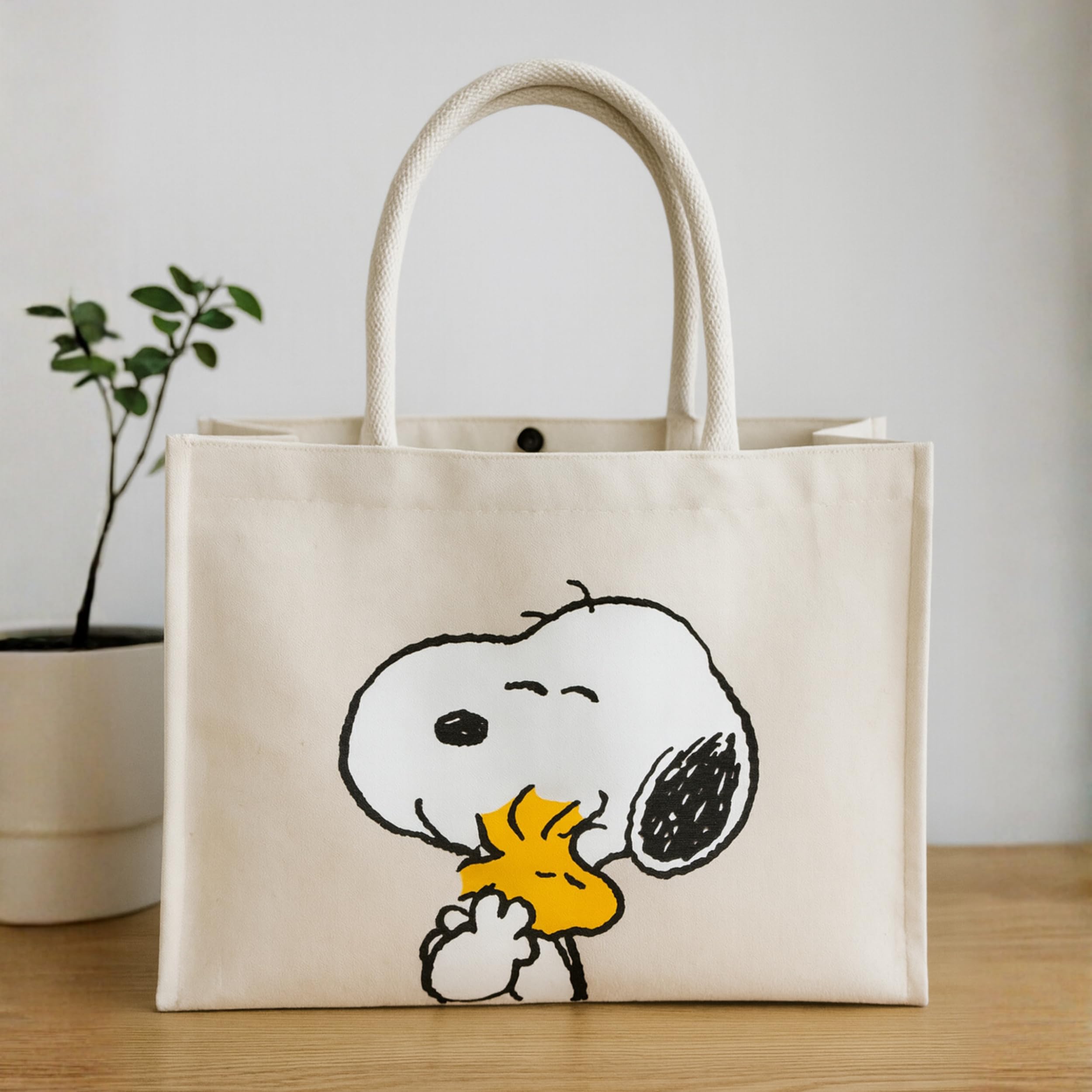 Kanguru Snoopy Woodstock borsa tote cotone shopper capiente