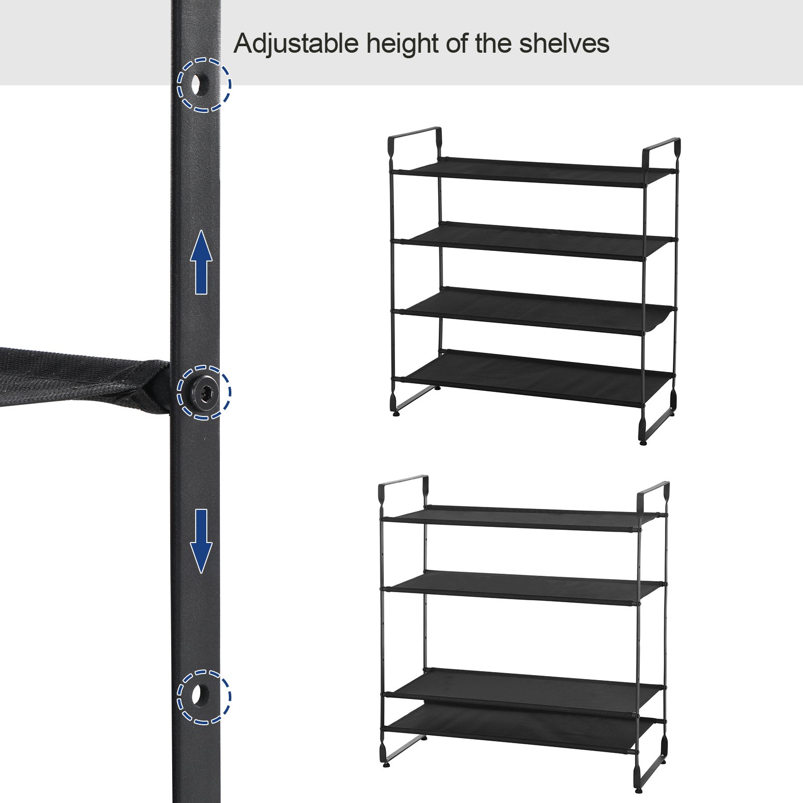 Songmics ULSO04BK scarpiera 4 ripiani nera Oxford