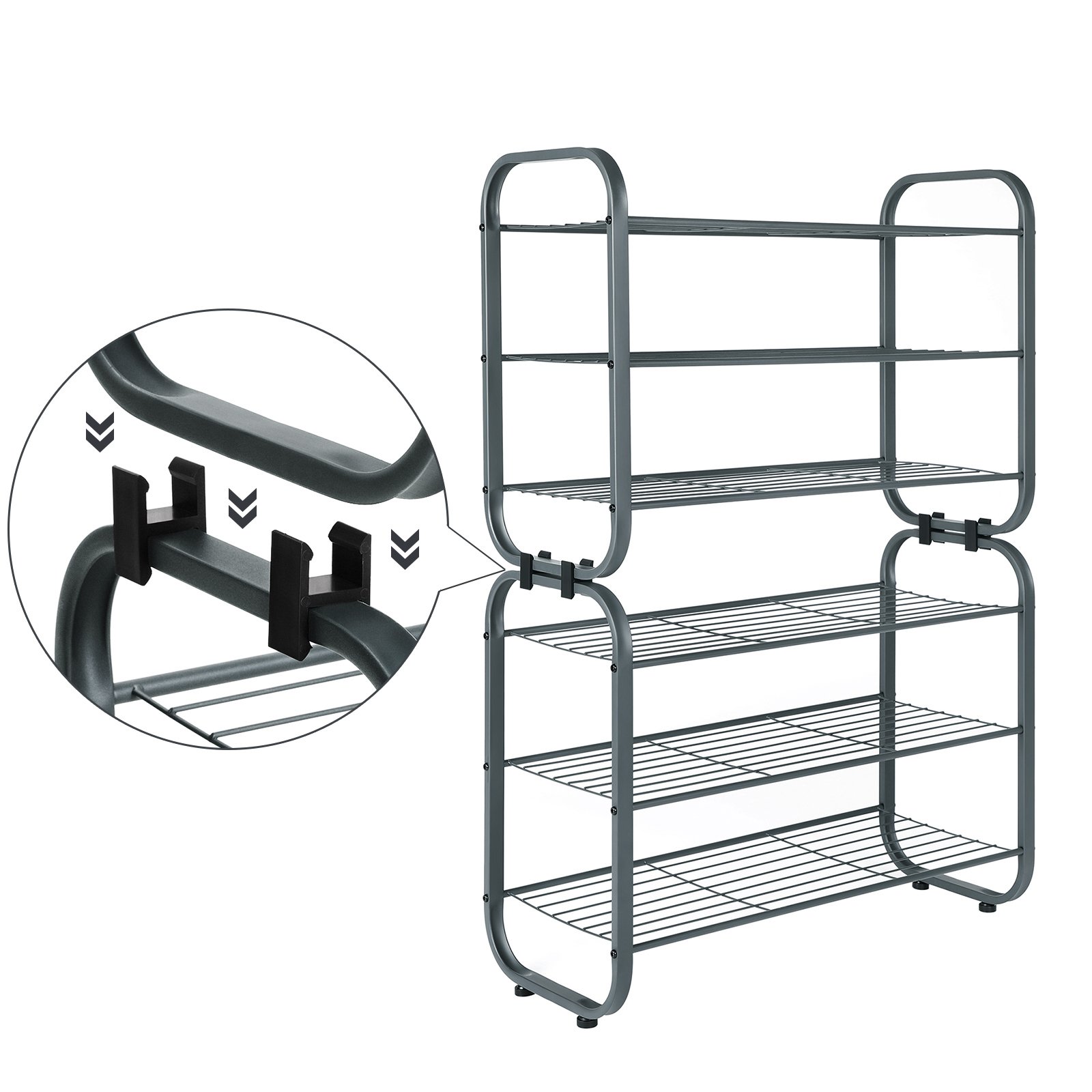 Songmics LMR01GS scarpiera metallo 3 piani 71x30x52 cm grigio fumo
