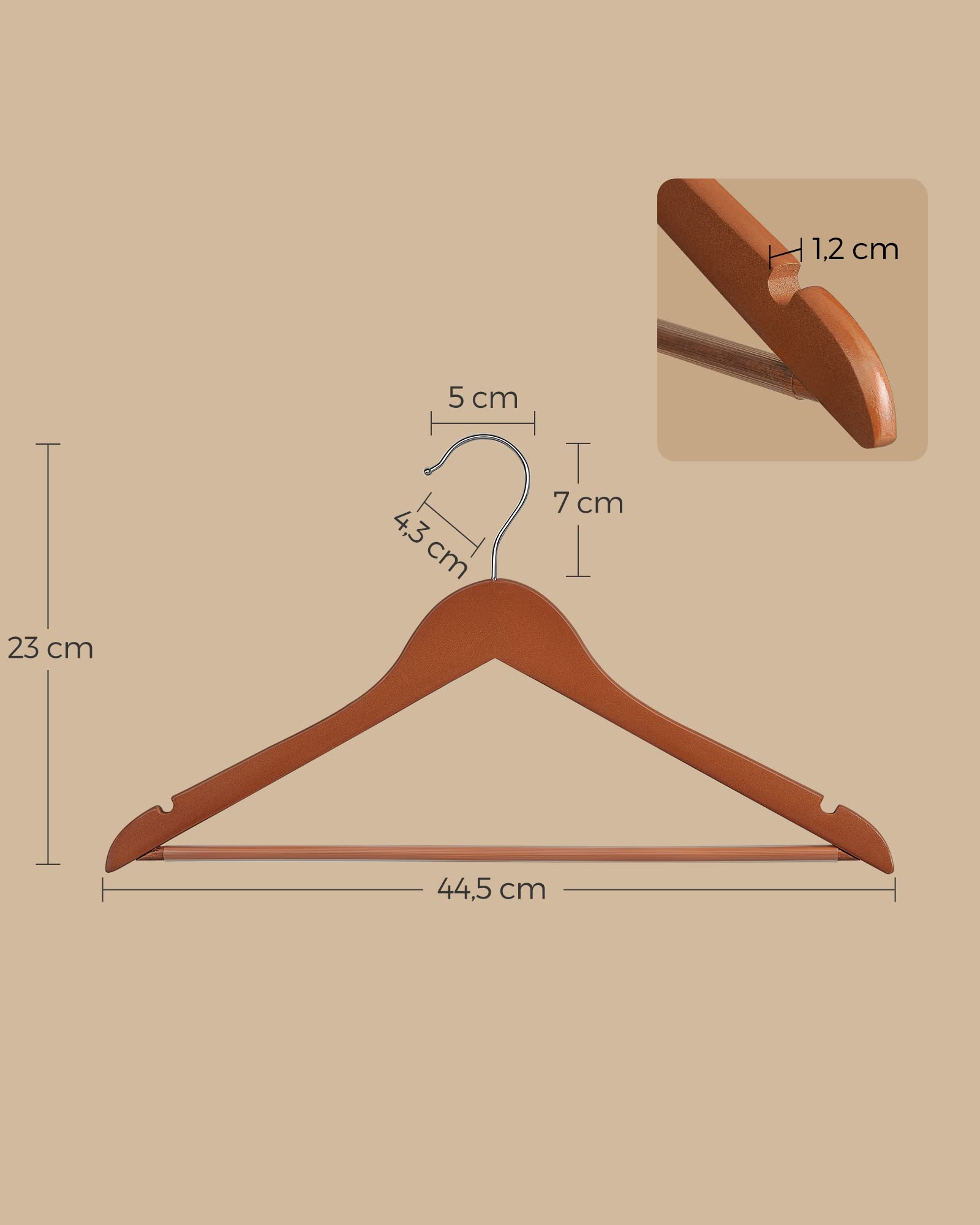 Songmics CRW001 grucce legno 20 pezzi marrone antiscivolo