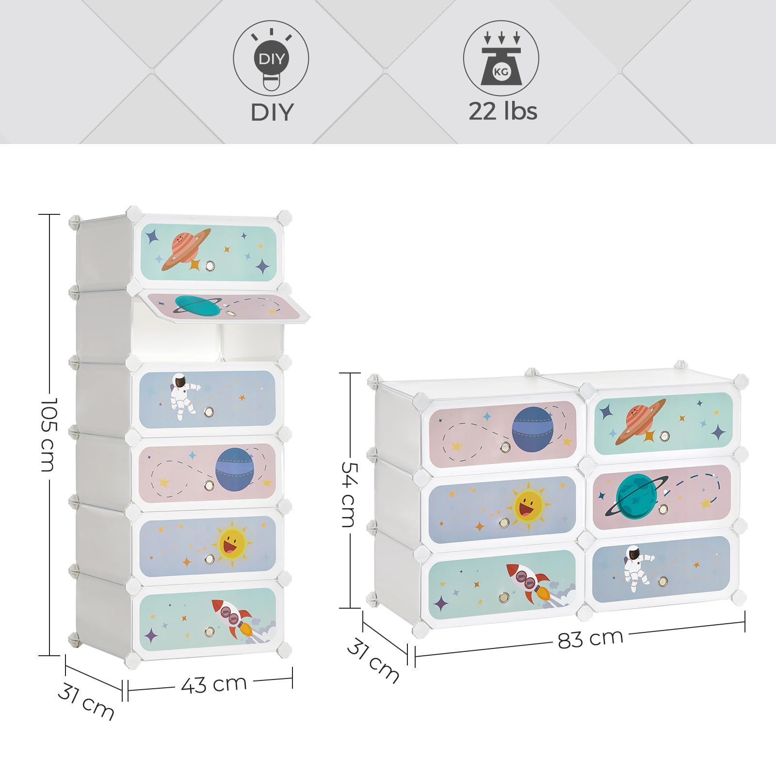 Songmics LPC904W01 Scarpiera Bambini Bianco 6 Scomparti