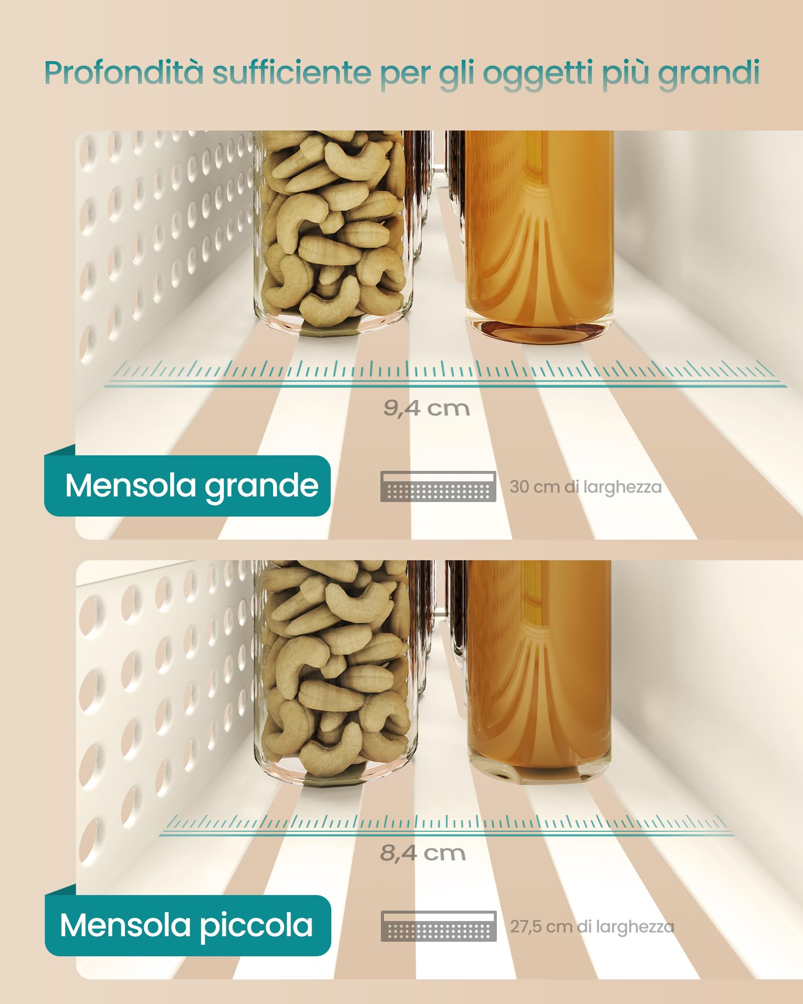 Songmics KCS061W01 Portaspezie Magnetico Set 4 Bianco Crema