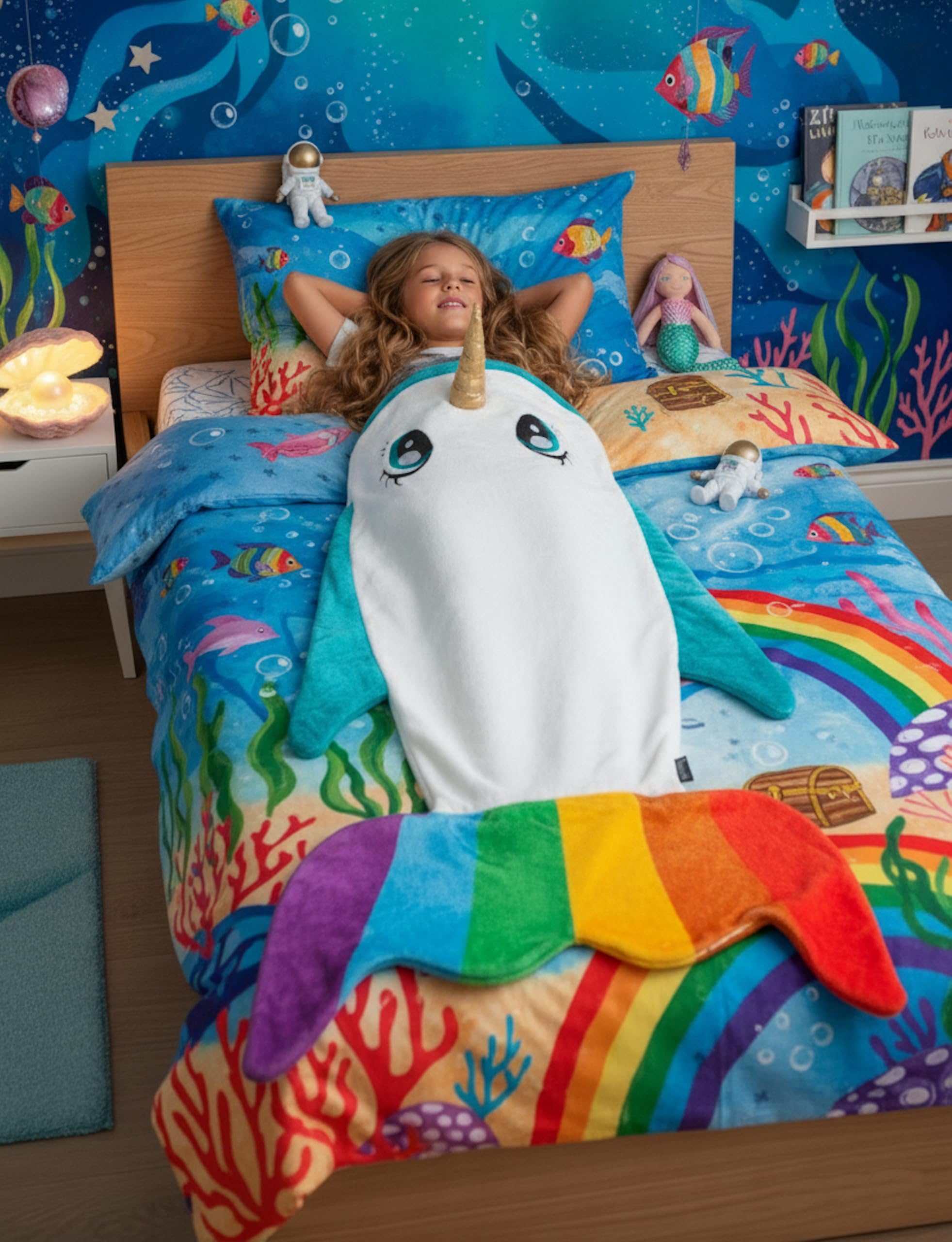 Lavatelli Kanguru Narvalo coperta bambini 142 cm arcobaleno