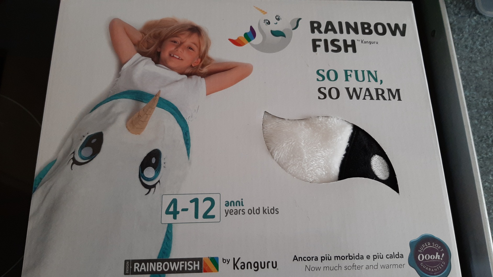 Lavatelli Kanguru Narvalo coperta bambini 142 cm arcobaleno
