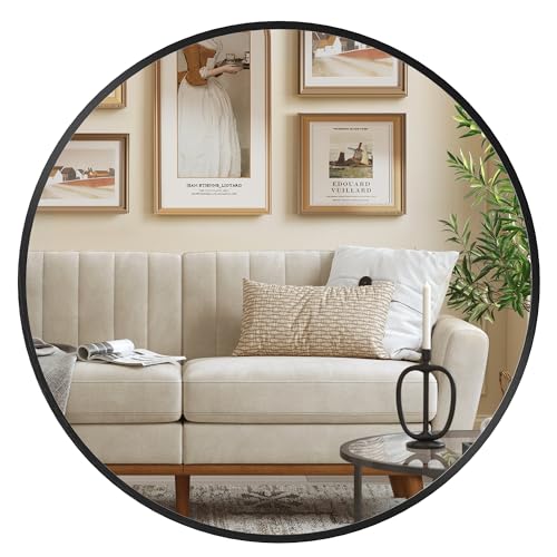 Songmics LWM101B01 specchio parete rotondo nero 50 cm