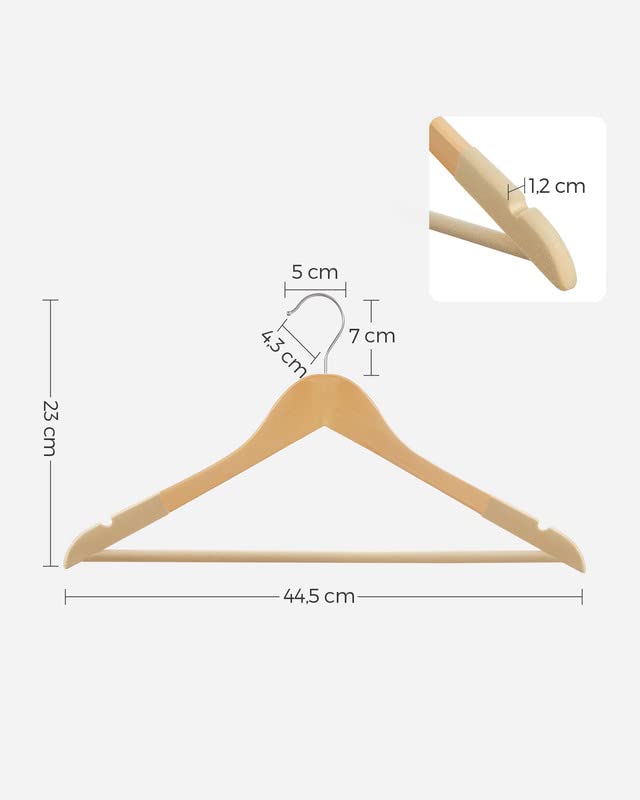 Songmics CRW012N02 grucce legno velluto 20 pezzi antiscivolo