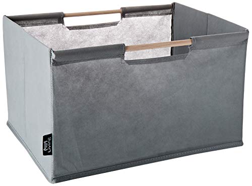 DOMO PAK Living Cesto Manici Legno 38x28x23 cm TNT