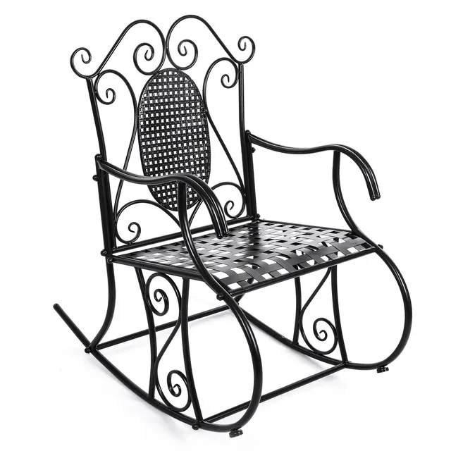 Songmics GRC101B poltrona a dondolo ferro balcone giardino
