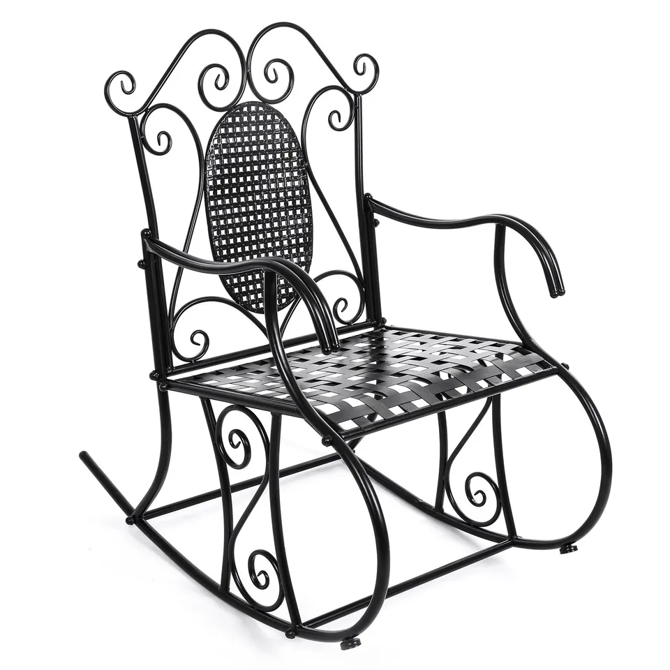 Songmics GRC101B poltrona a dondolo ferro balcone giardino