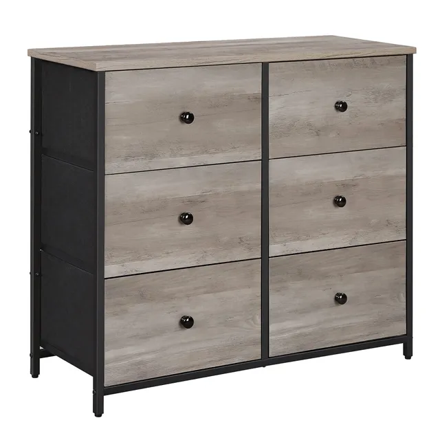 Songmics LGS023G01 cassettiera 6 cassetti tessuto greige nero