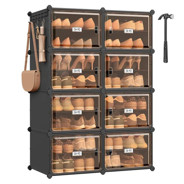 Songmics LPC054BH01 Scarpiera 8 Scomparti 32 Paia Nero