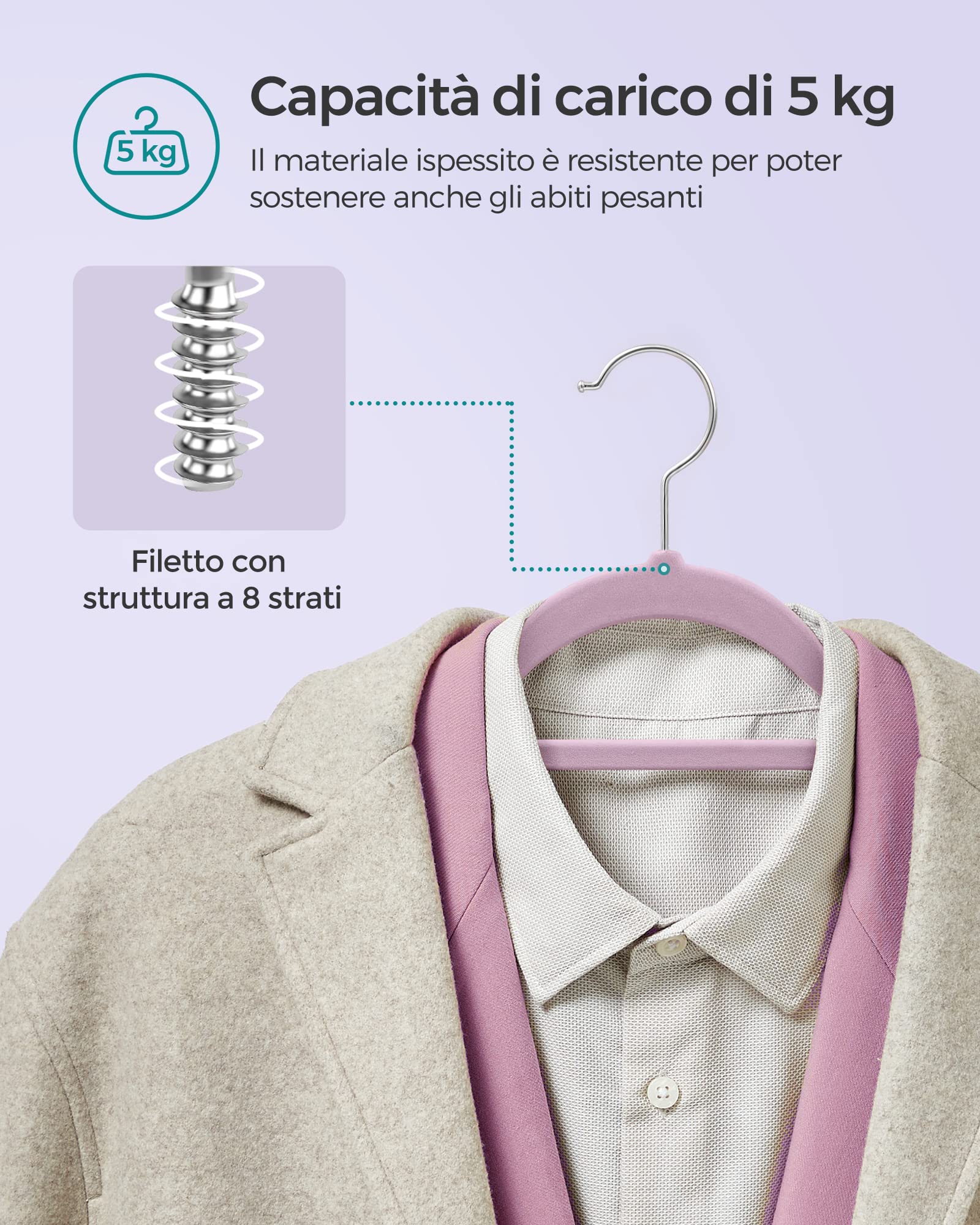 Songmics grucce in velluto antiscivolo 20 pezzi