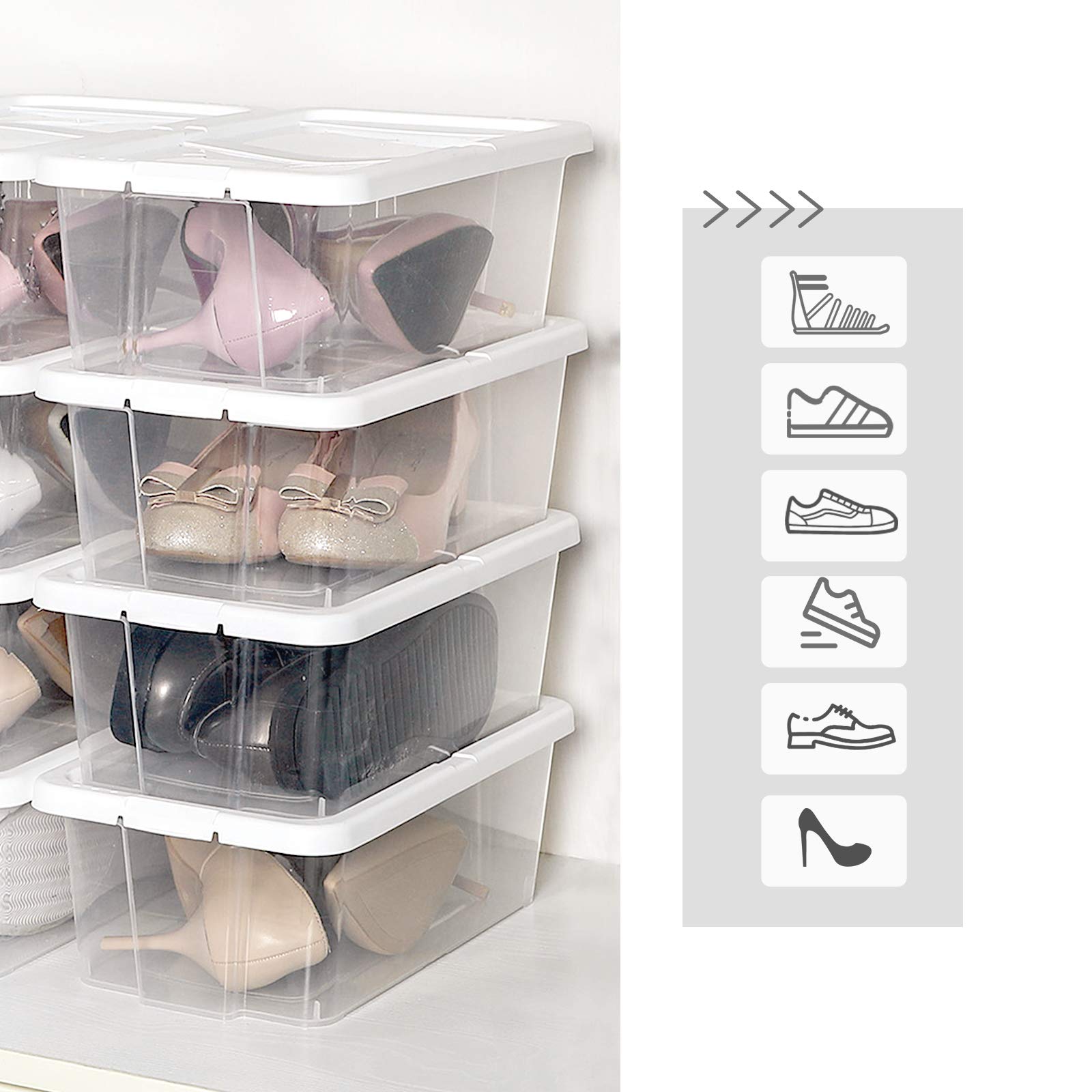 Songmics LSP11WT scatole scarpe trasparenti 8 pezzi impilabili