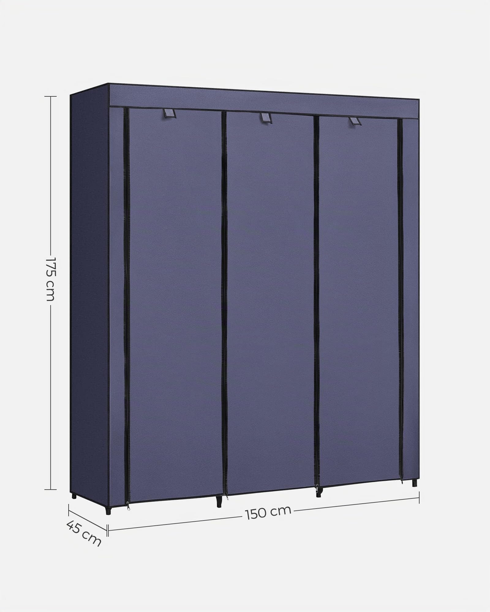 Songmics Armadio in Tessuto 45x150x175 cm 2 Barre Antipolvere