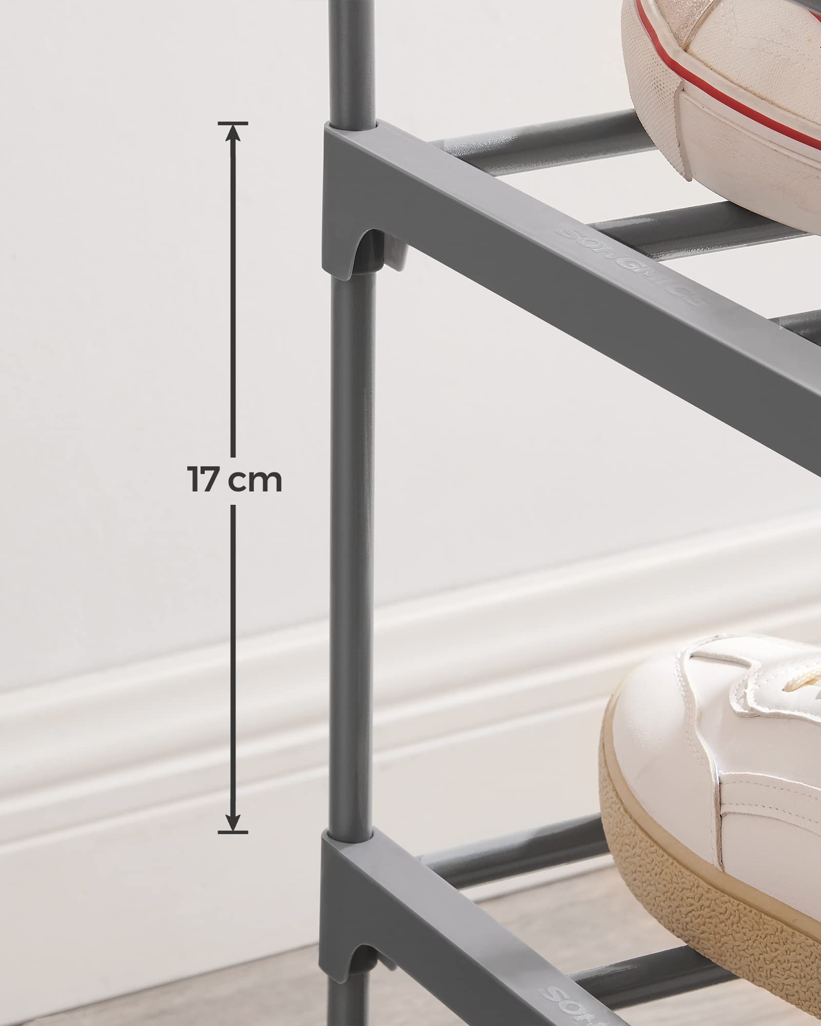 Songmics LSA13GV1 scarpiera 3 ripiani grigia 92 cm