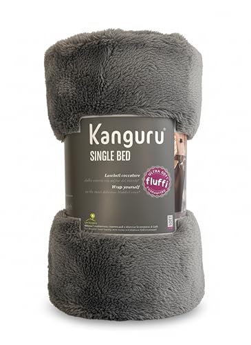 Lavatelli Kanguru Fluffi coperta singolo 130x230 grigia calda