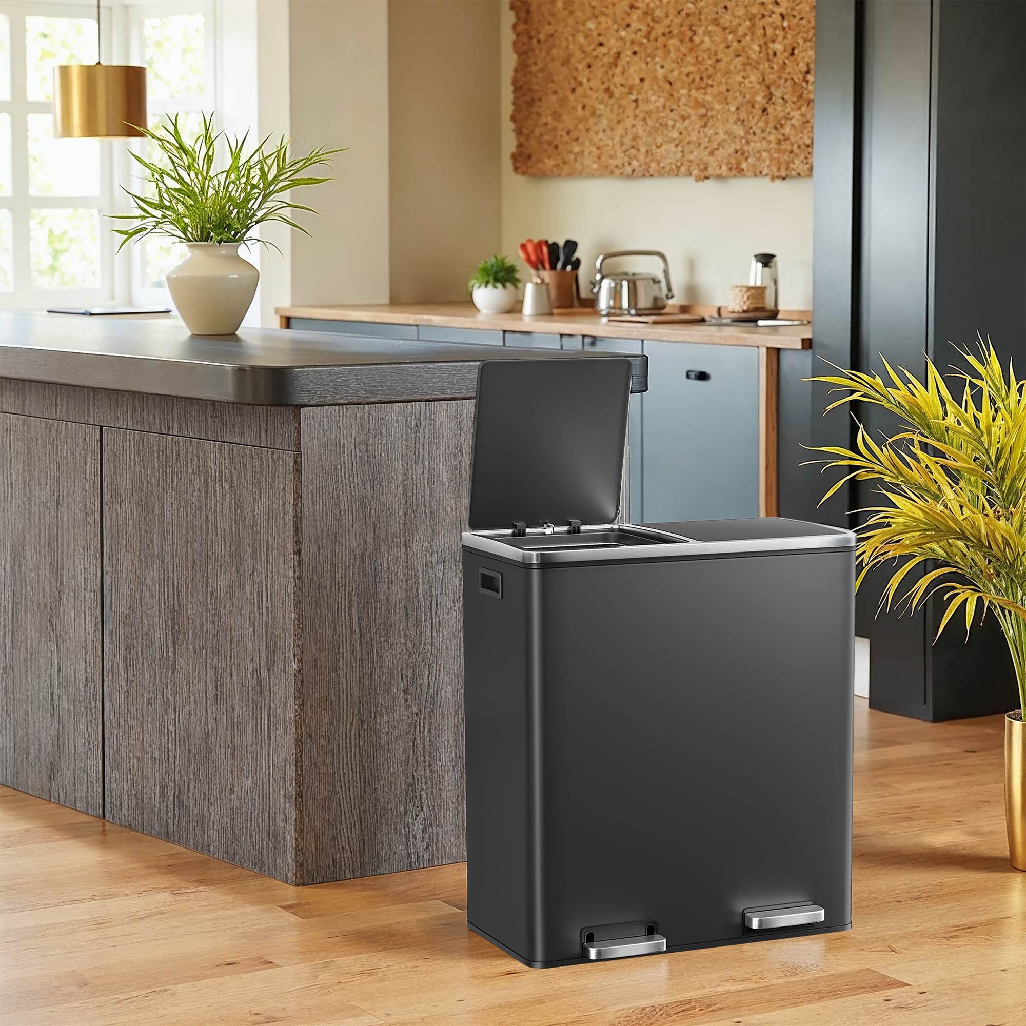 Songmics ULTB60NL Pattumiera Doppia 60L Argento
