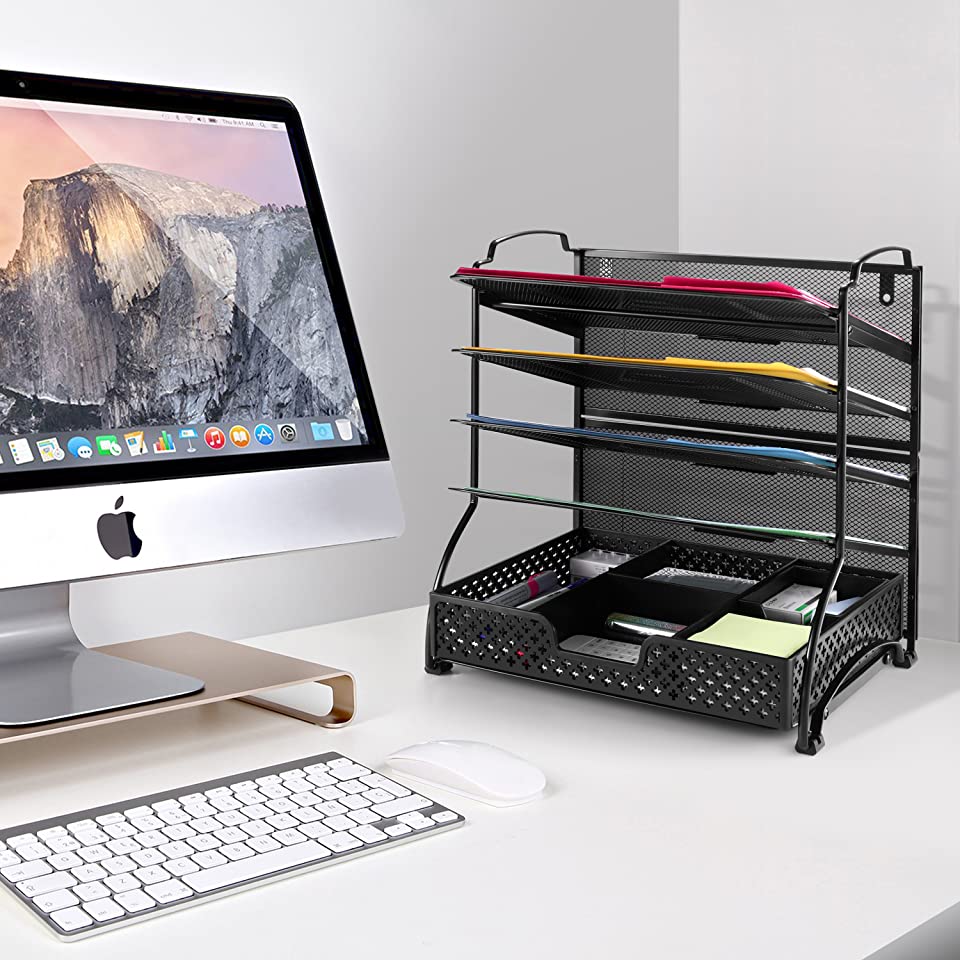 Simple Trending 5-Trays portadocumenti scrivania nero 5 vaschette