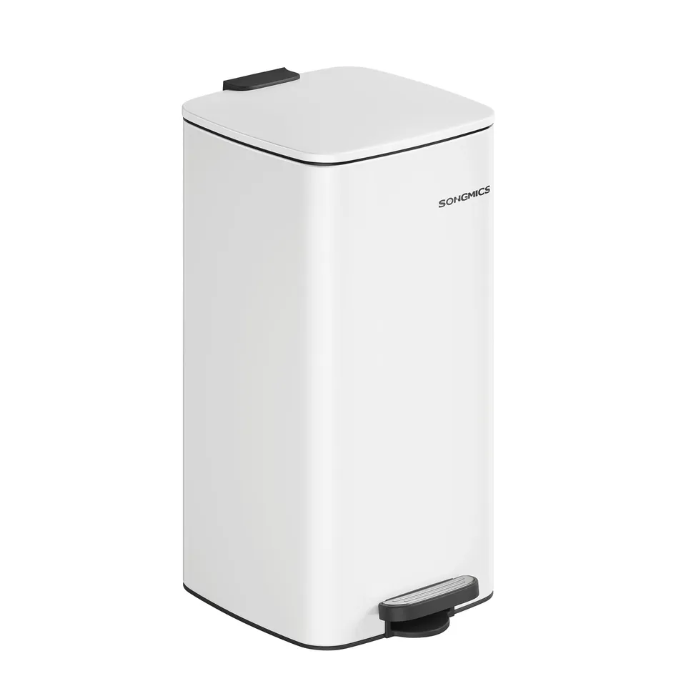 Songmics pattumiera cucina pedale acciaio 30 L bianco soft-close