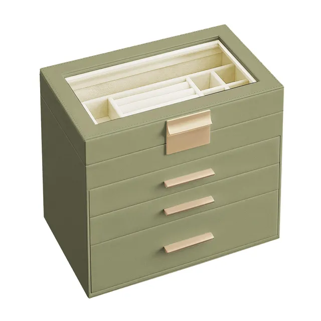Songmics JBC161C02 portagioie 4 livelli vetro verde oro
