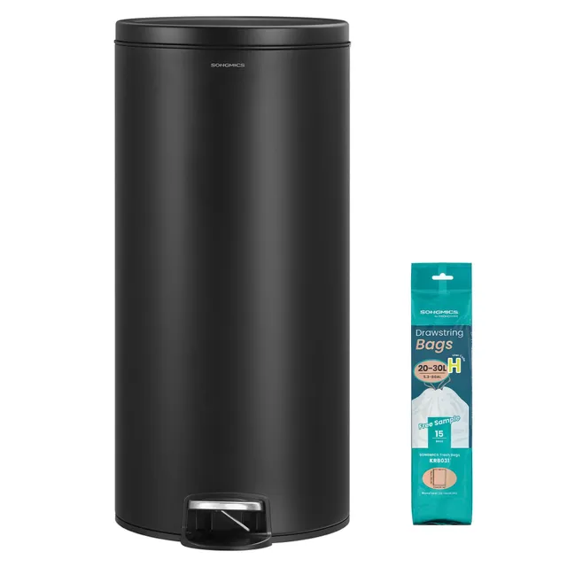 Songmics LTB031BZ02 pattumiera rotonda 30 L nero inchiostro acciaio