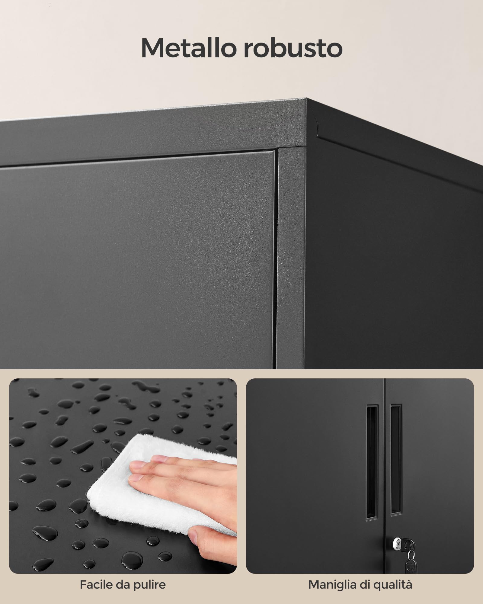 Songmics OMC012B01 armadietto metallo Nero Opaco con serratura