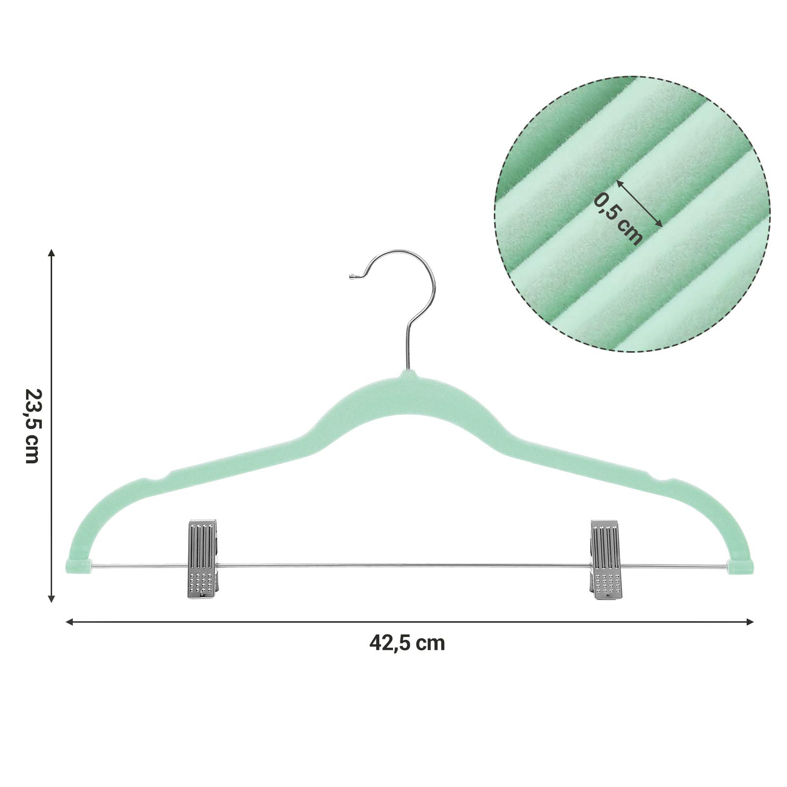 Songmics CRF12BU grucce velluto verde acqua 12 pezzi 42,5 cm