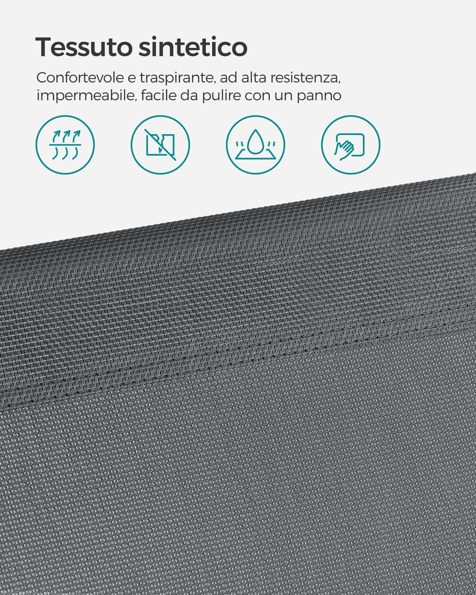 Songmics GCB19UV1 Lettino Prendisole Grigio Scuro Reclinabile