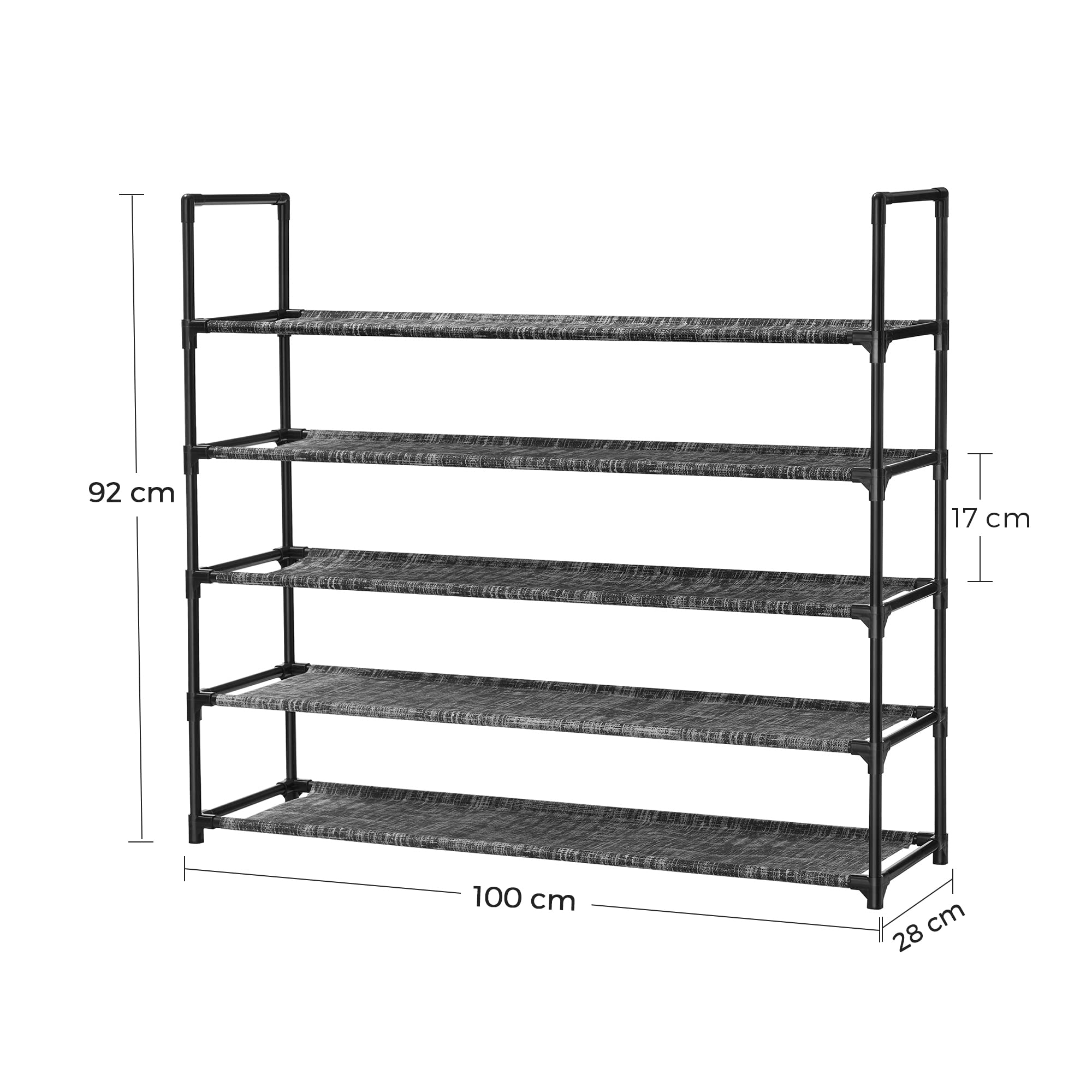 Songmics LSR005B12 Scarpiera 5 Ripiani Nero 100x28x92 cm 25 Paia