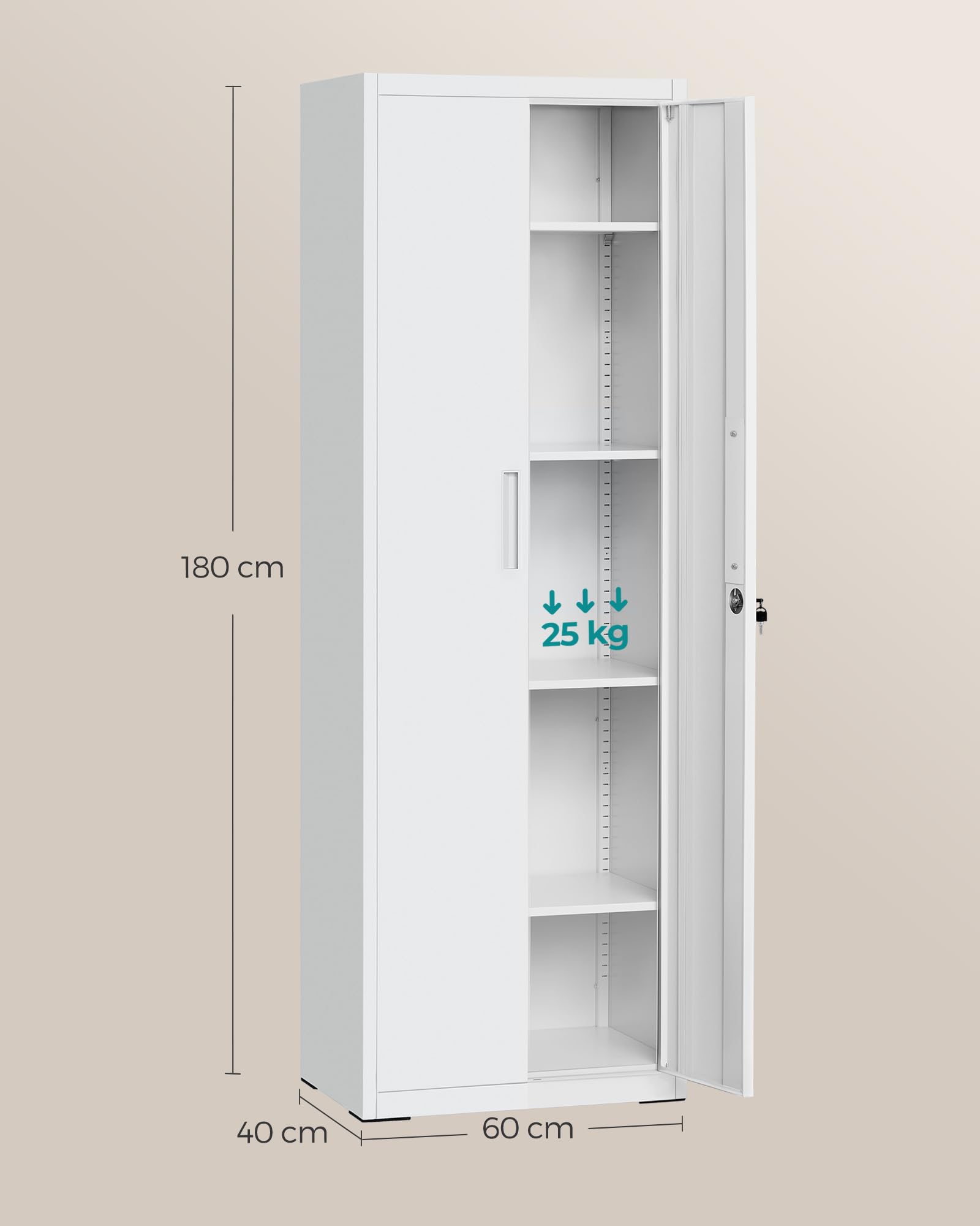 Songmics OMC014G01 armadio metallo 5 ripiani grigio 60x40x180