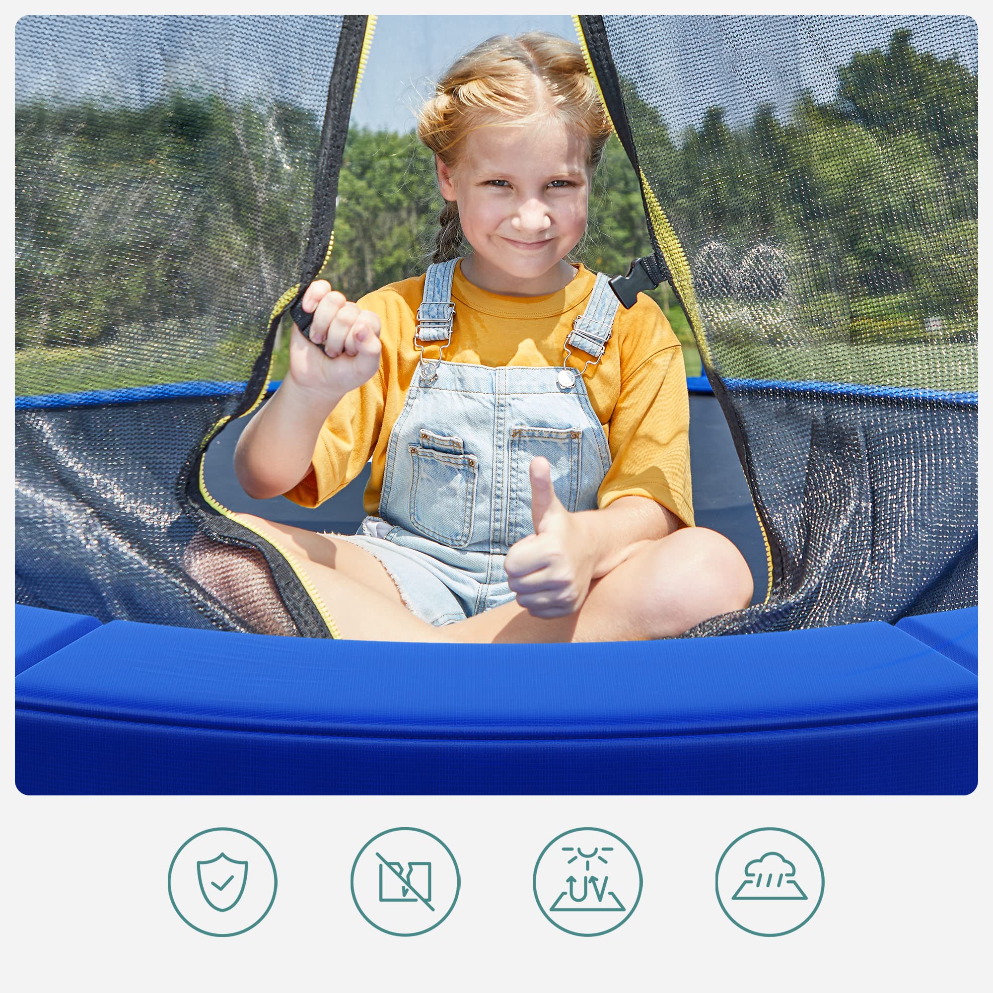 Songmics protezione trampolino 305 cm blu antistrappo UV