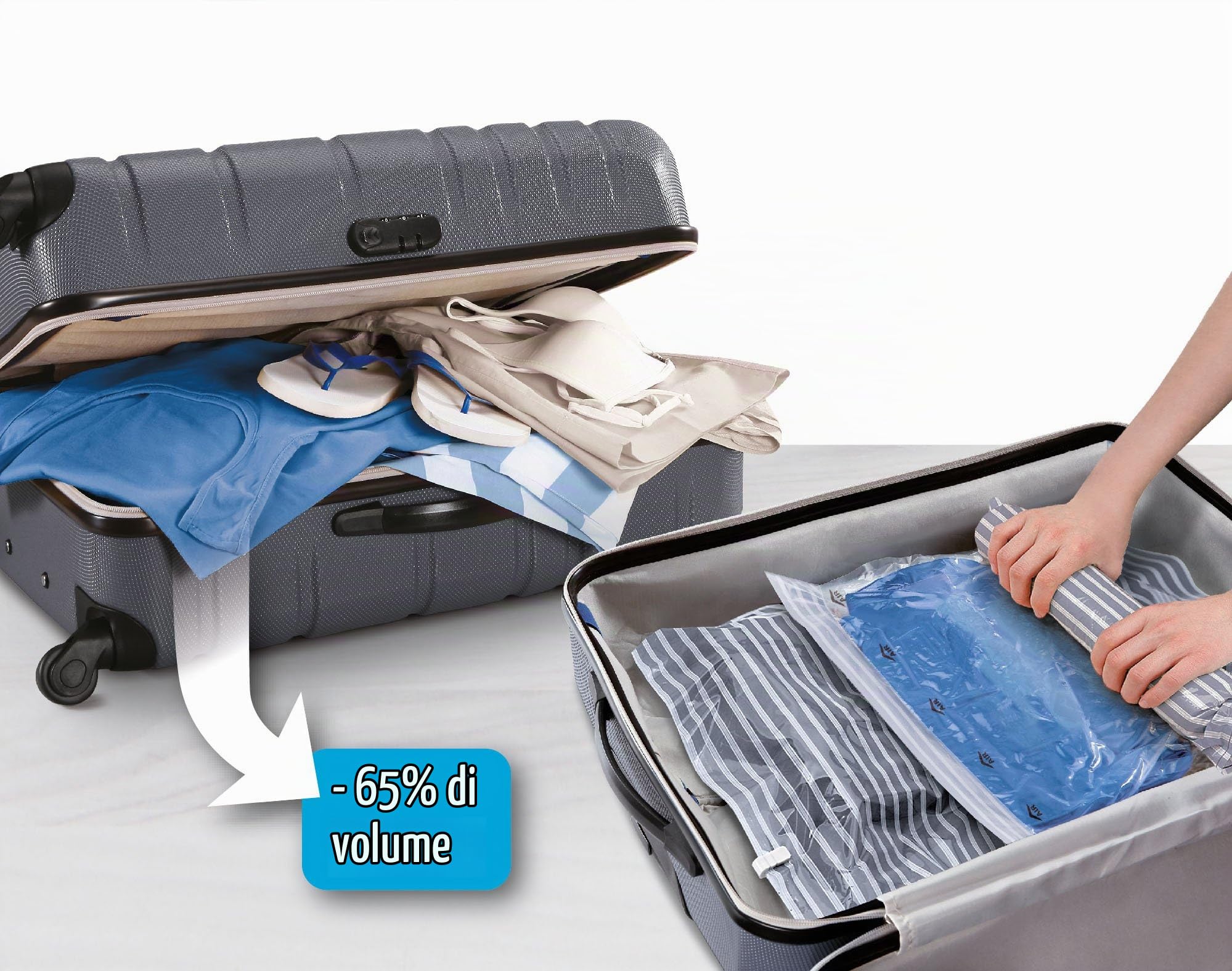 Domo Pak Living sacchi sottovuoto viaggio large 50x70 cm set 2 pezzi