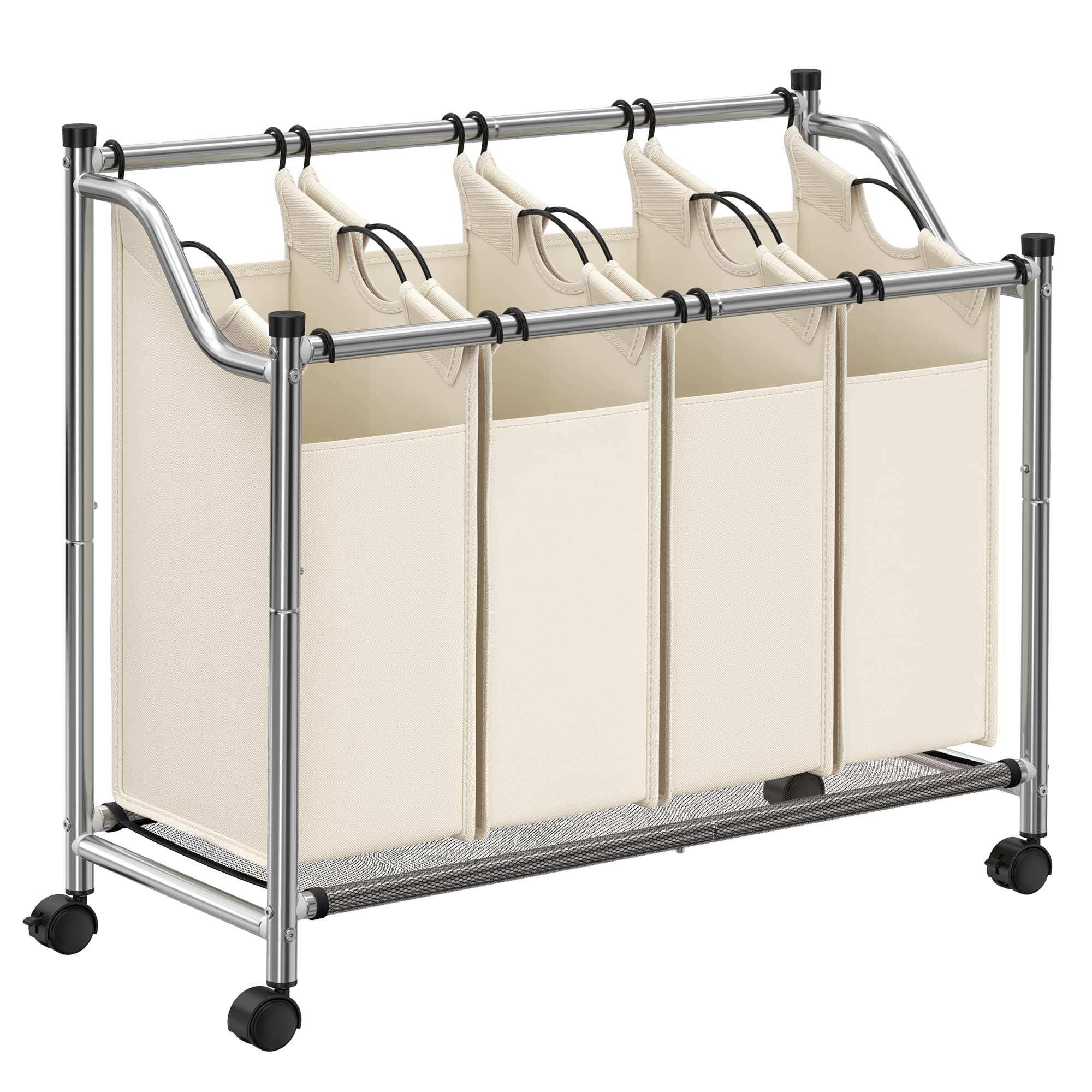 Songmics RLS102B01 carrello portabiancheria 3x45L nero con ruote